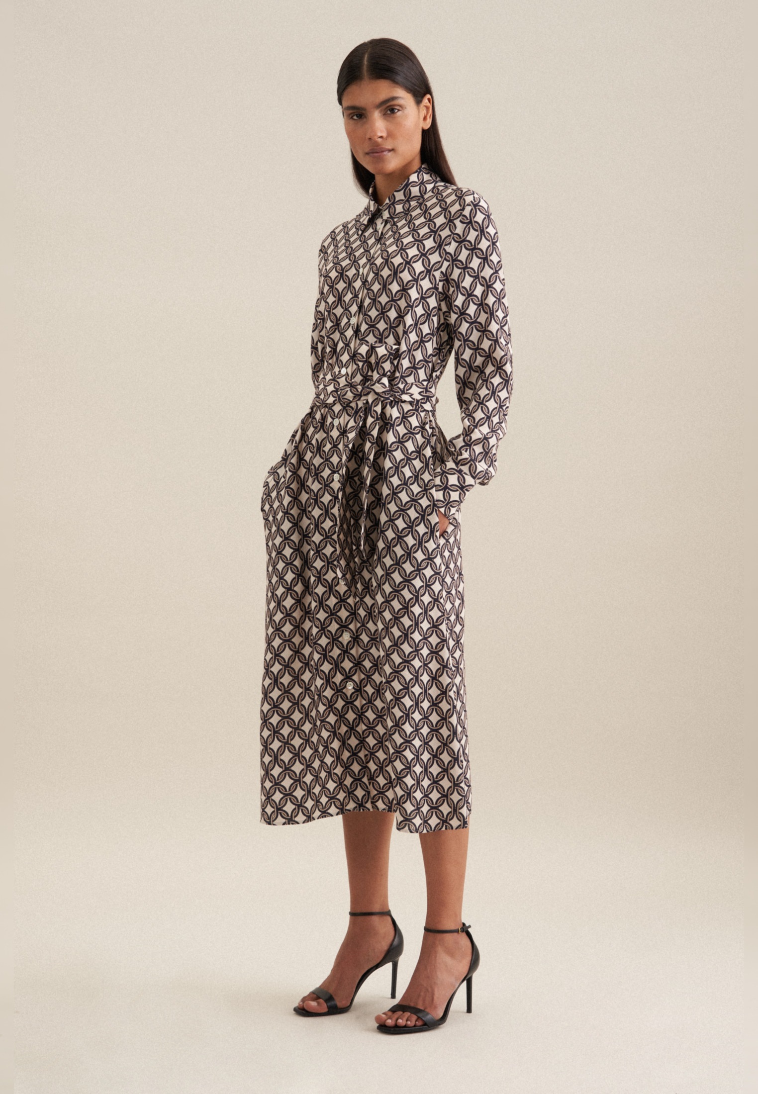 seidensticker Sommerkleid "Schwarze Rose" 1/1 Kragen Druck günstig online kaufen