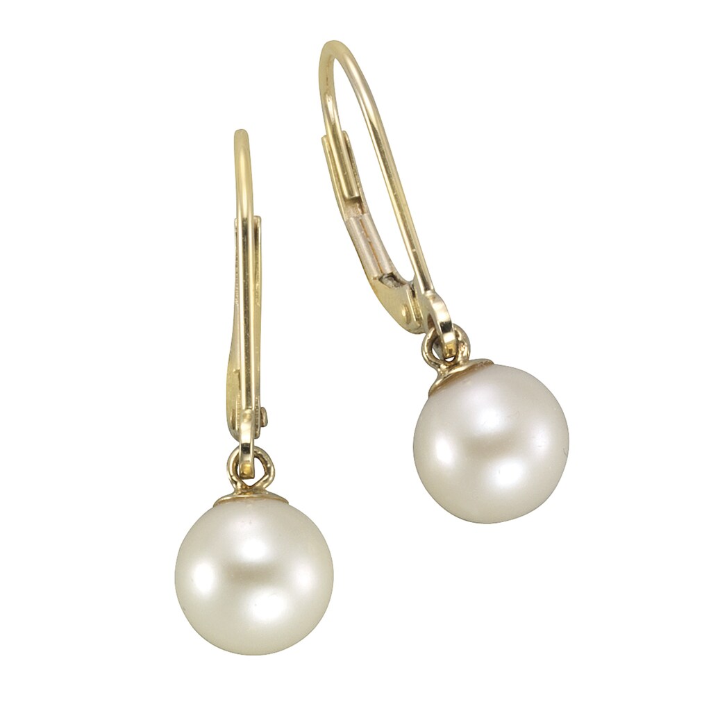 Vivance Paar Ohrhänger »375 Gold Perlen weiß 7-7,5mm«