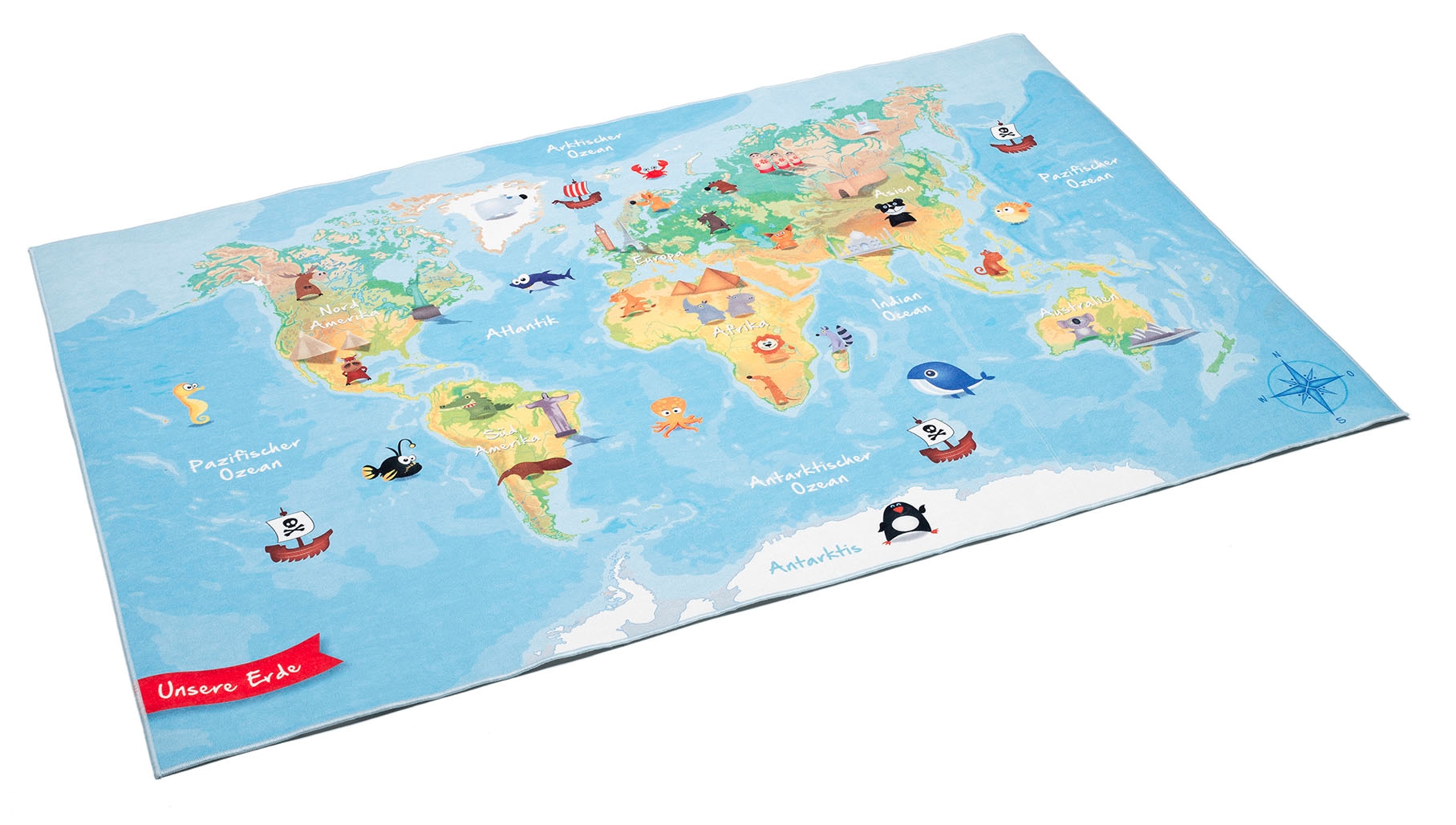 Böing Carpet Kinderteppich "Weltkarte", rechteckig, bedruckt, waschbar, Kinderzimmer