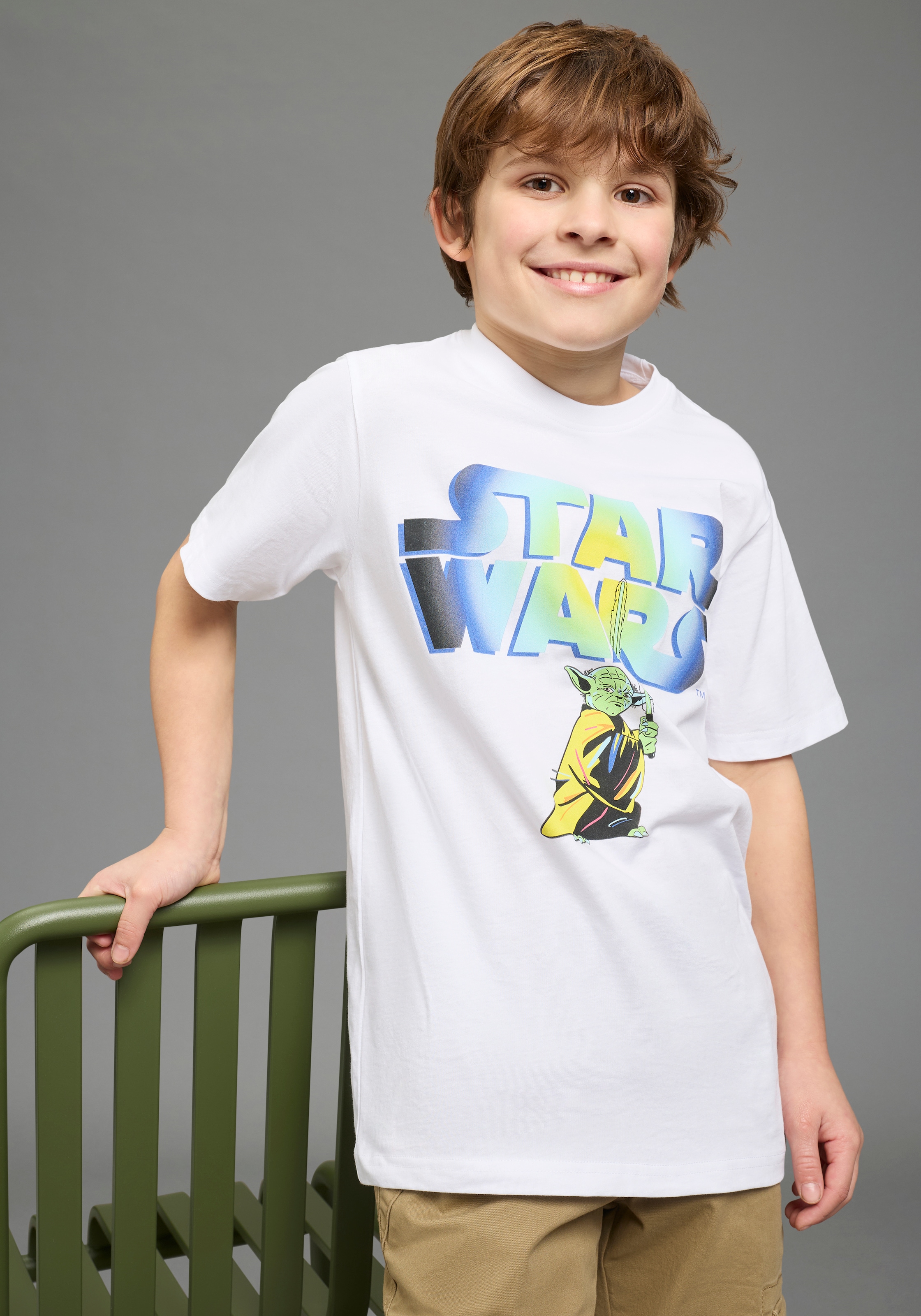 T-Shirt KIDSWORLD "STAR WARS: YODA - Disney Shirt", Jungen, Gr. 152/158, weiß, Single Jersey, Obermaterial: 100% Baumwolle, bedruckt, Basic normal, Rundhals, Shirts T-Shirt, YODA Shirt, modischer Stil, Kurzarm, Basic Passform, aus Baumwolle