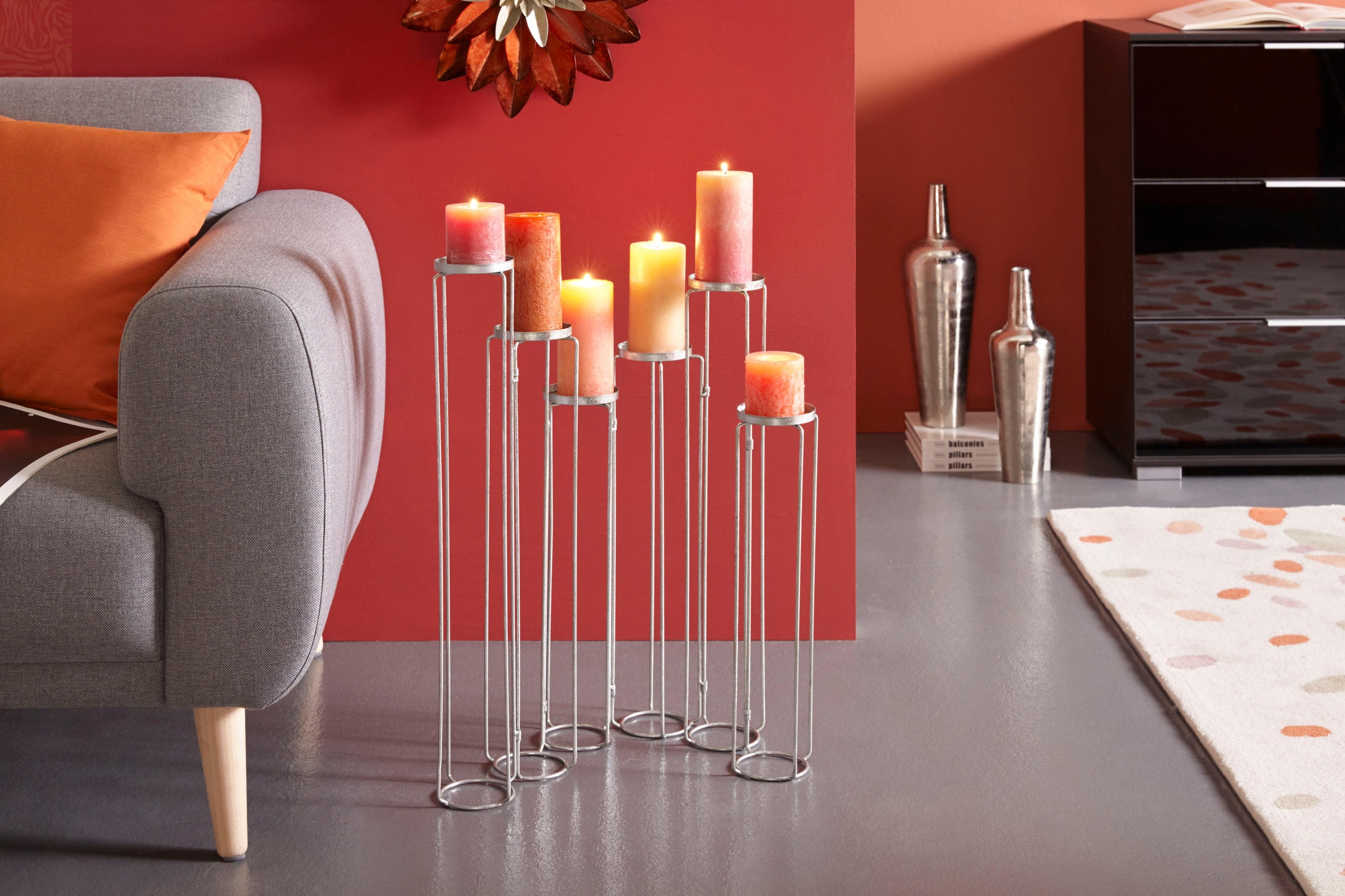 Leonique Kerzenständer »Mareesa«, (1 St.), aus Metall, für Stumpenkerzen,  Höhe ca. 65 cm, variabel stellbar kaufen | BAUR