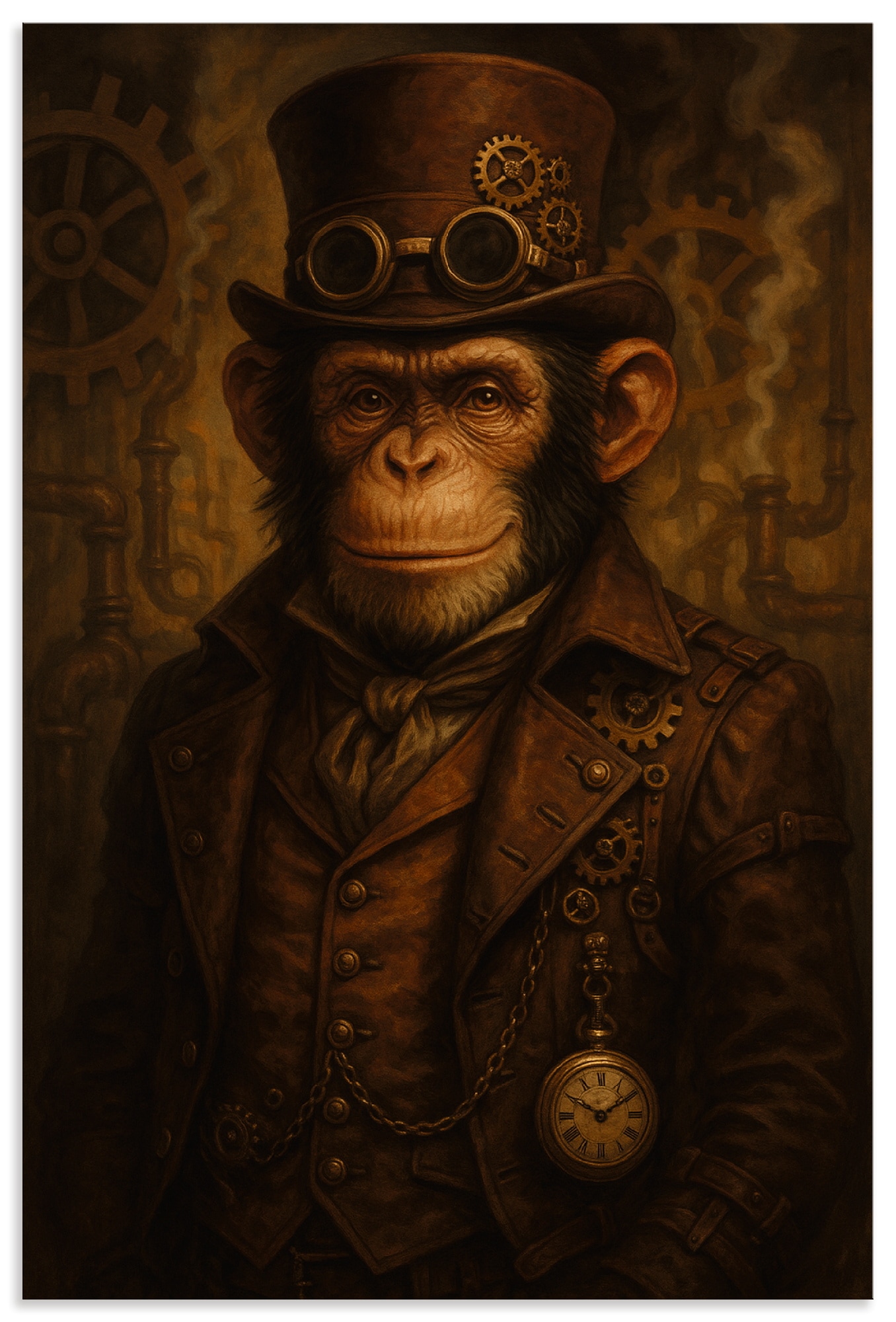 Wandbild ARTLAND "Steampunk-Affe", farbe bild(er): braun, B:40cm H:60cm, Alu Dibond, Bilder, als Alubild, Leinwandbild, Poster, Wandaufkleber in verschied. Größen