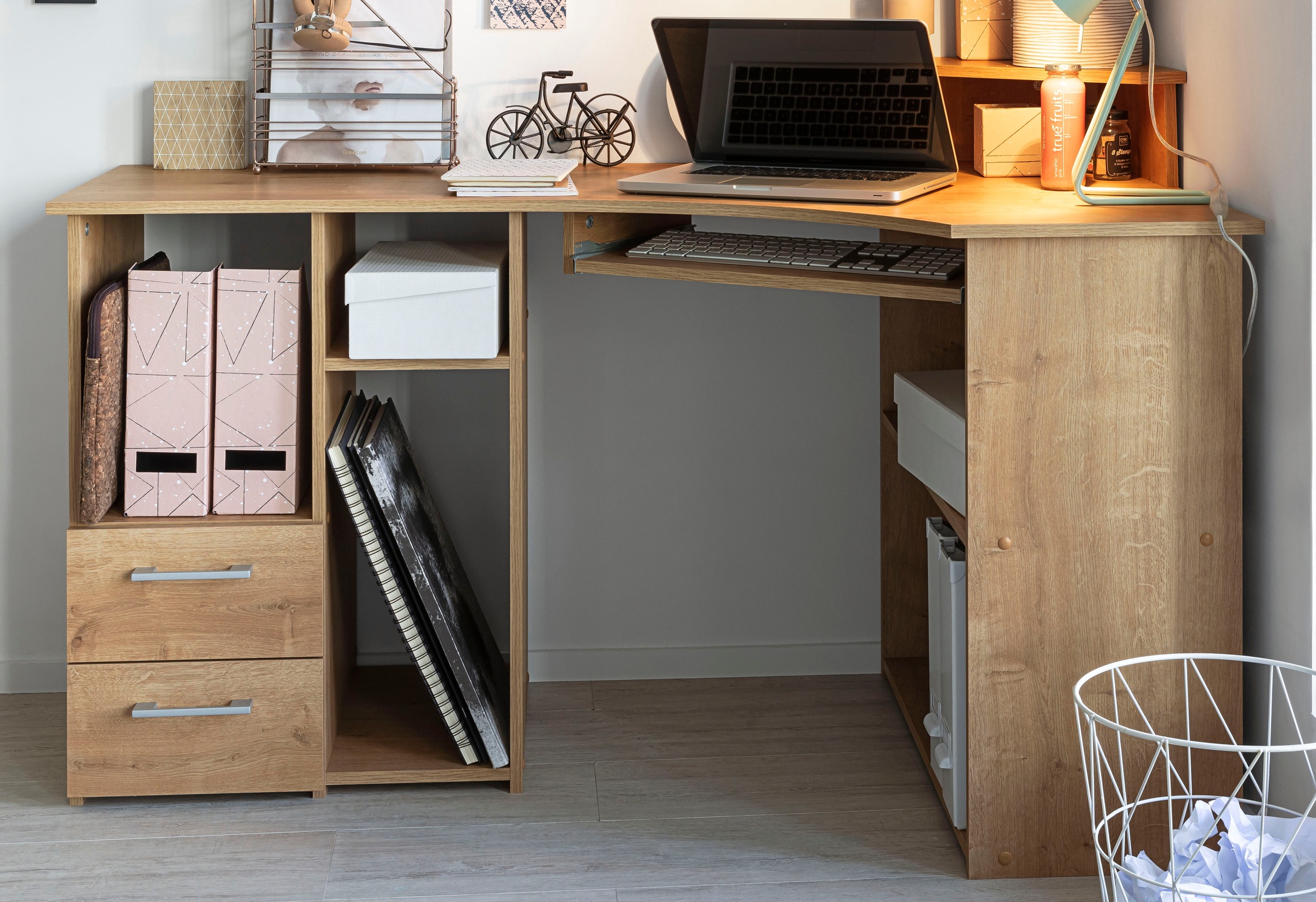 VOGL Möbelfabrik Schreibtisch "Sam", Eckschreibtisch, Tastaturauszug, Monit günstig online kaufen