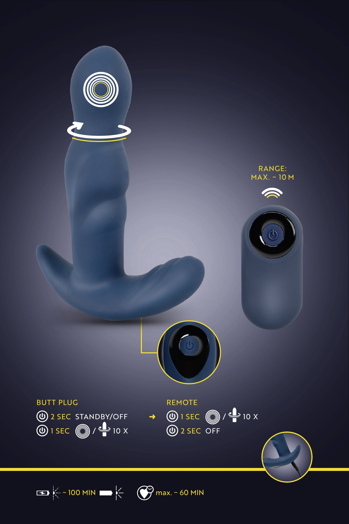 ANOS Anal-Stimulator »Vibro-Analplug RC Rotating Prostate Plug with Vibration« ()