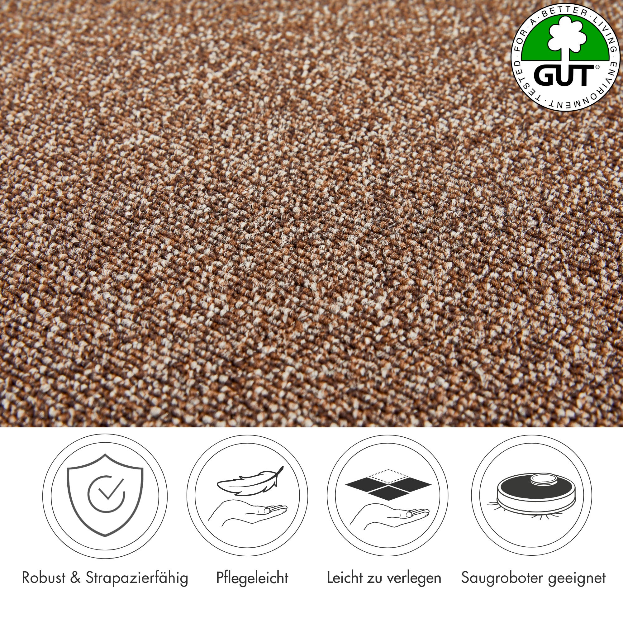 Andiamo Teppichboden »Matz, Schlinge, Made in Belgium«, rechteckig, 6 mm Höhe, meliert, Breite 400 cm oder 500 cm, strapazierfähig & pflegeleicht