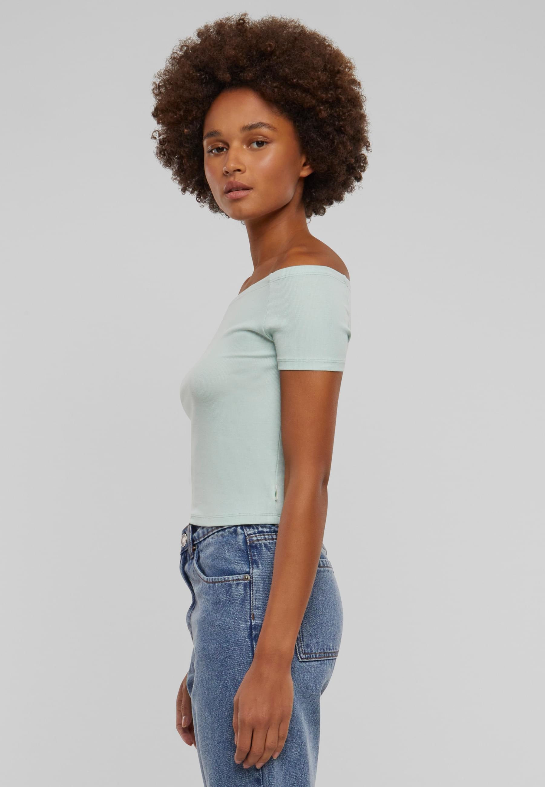 URBAN CLASSICS T-Shirt »Urban Classics Damen Ladies Organic Off Shoulder Rib Tee«, (1 tlg.)