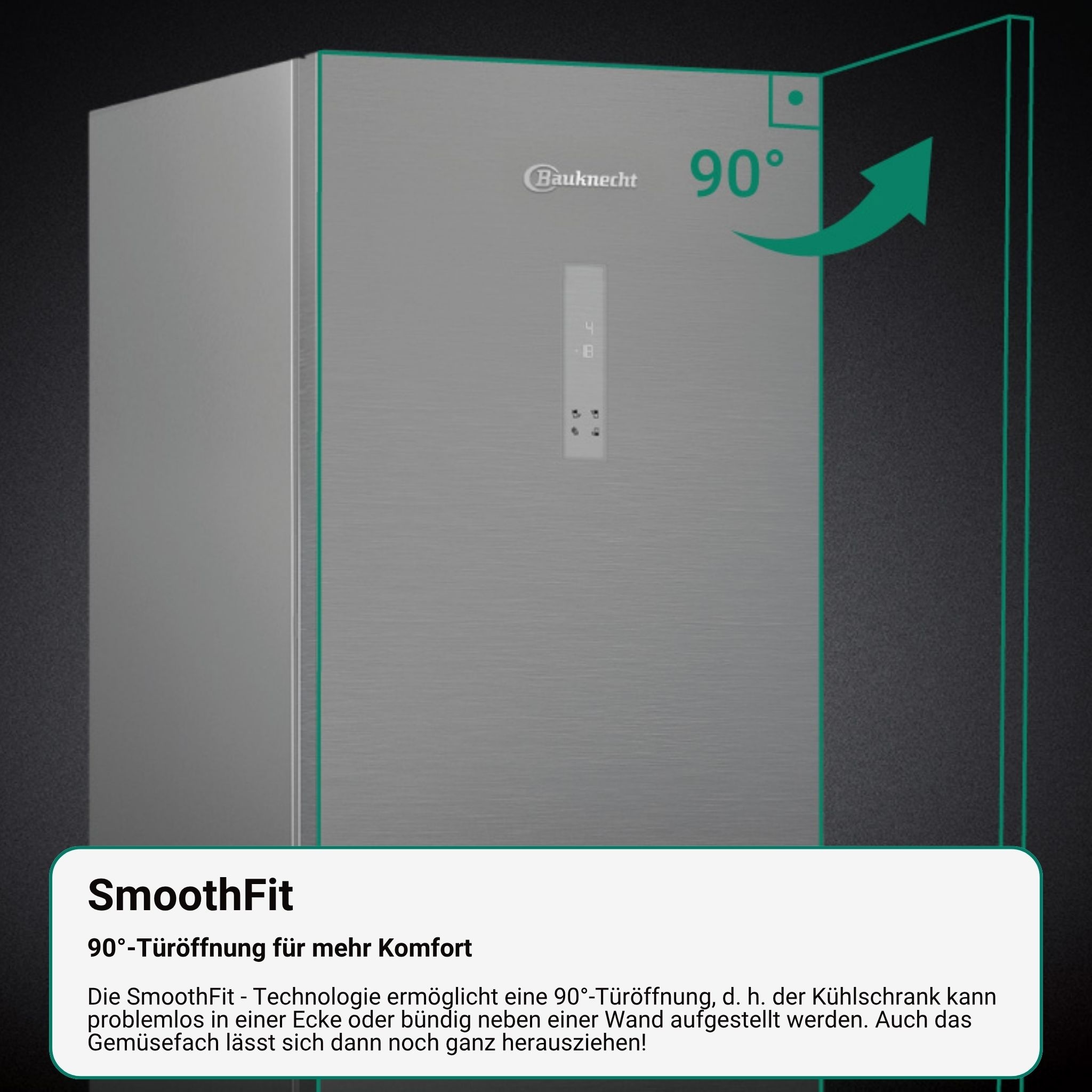 BAUKNECHT Kühl-/Gefrierkombination »KGDNF 20C IN« 203,5 cm hoch 59,5 cm breit FreshShield