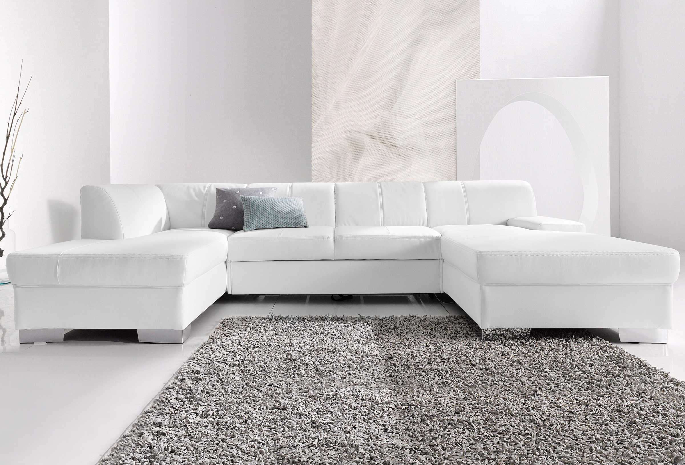 DOMO collection Wohnlandschaft "Star, zeitloses und elegantes Design, viel Platz, Breite 304cm, U-Form" fester Sitzkomfort, wahlweise mit Bettfunktion