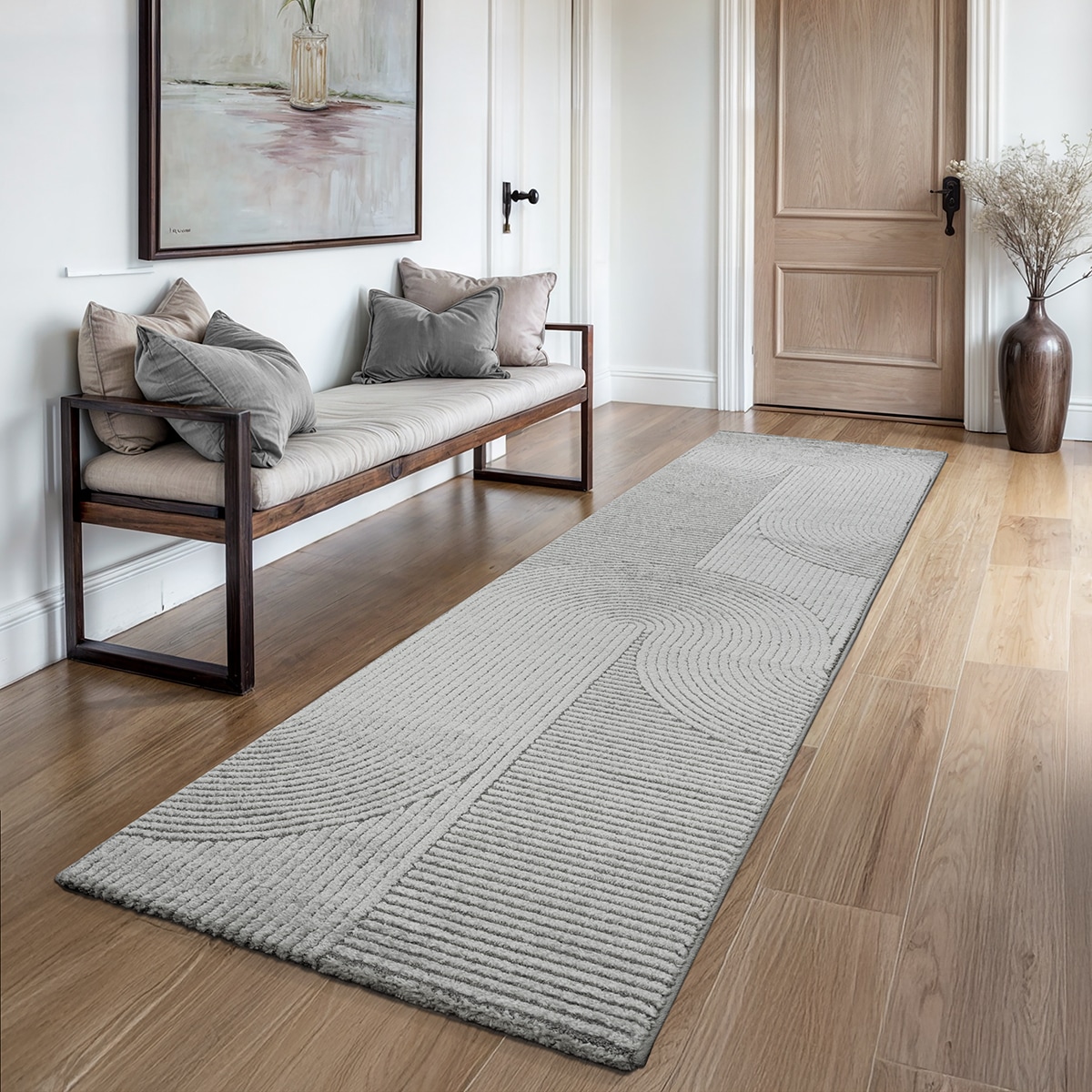 Teppich THE CARPET "Everest", grau, B:80cm H:14mm L:300cm, Polypropylen, Teppiche, Teppich, moderner Wohnzimmer Teppich hohe Flordichte