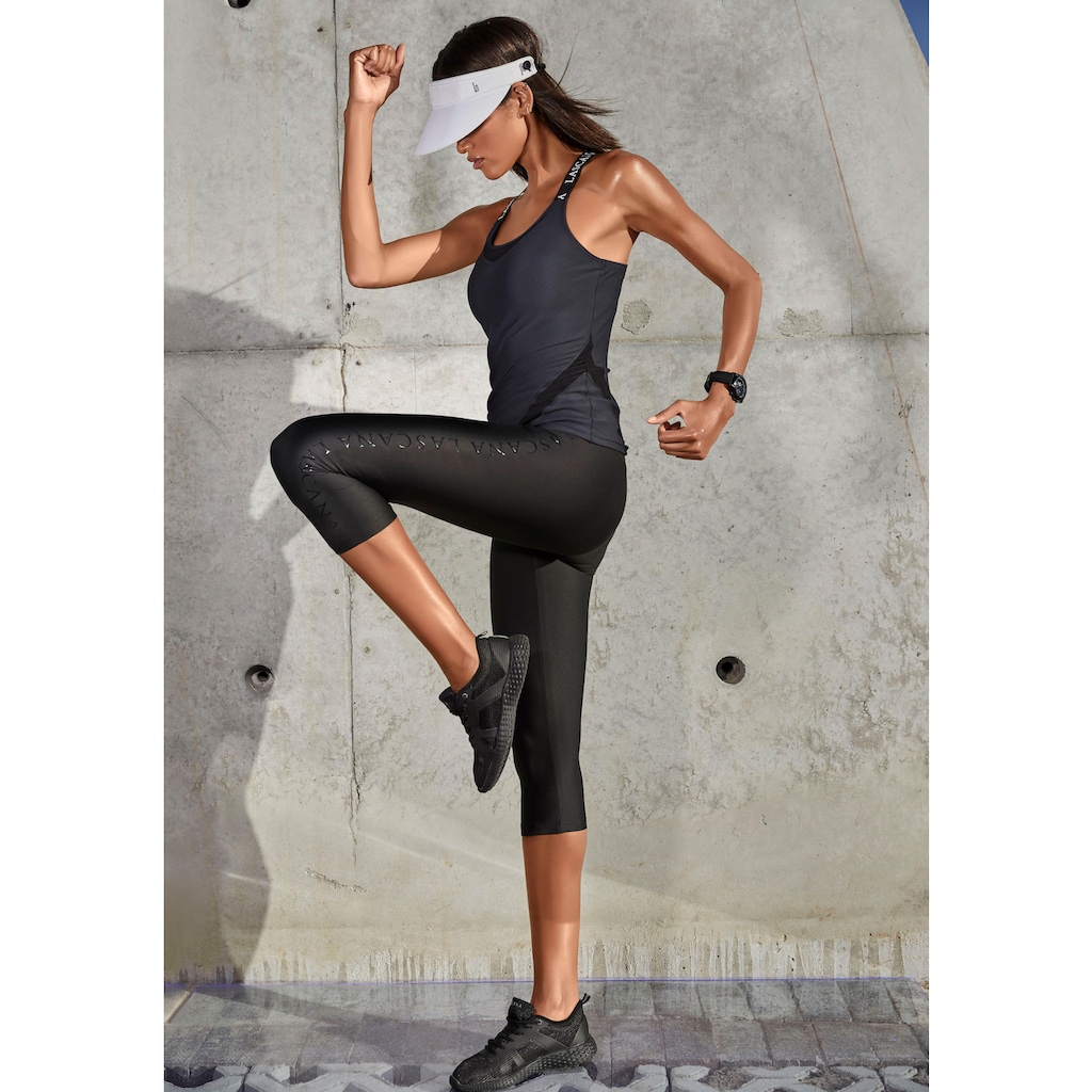 LASCANA ACTIVE Caprileggings, mit glänzendem Logoschriftzug