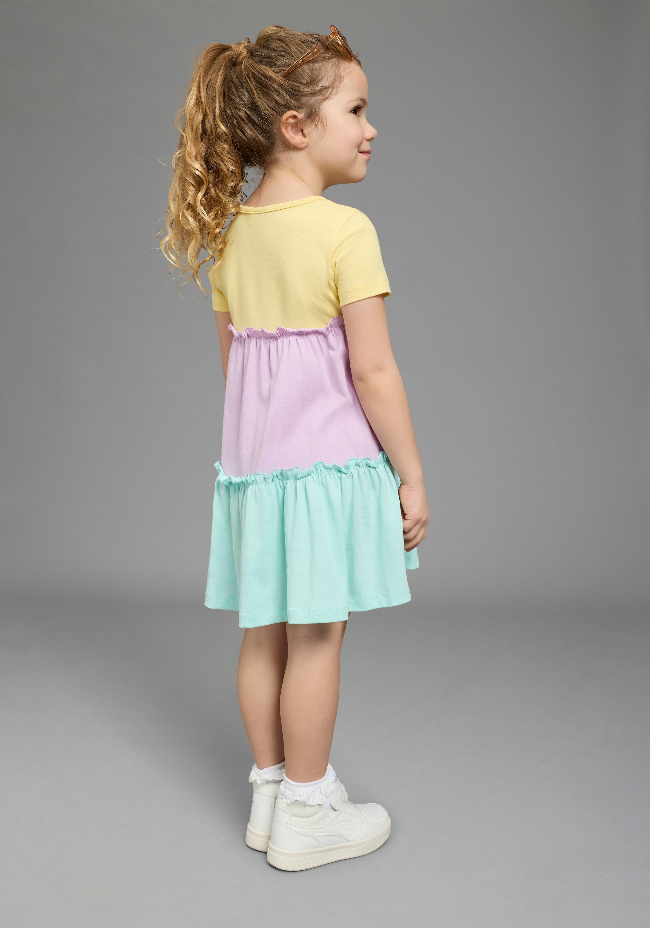 KIDSWORLD Jerseykleid »- Volantkleid für kleine Mädchen« festliche Anlässe,  kniefreie Länge,  verspielter Stil