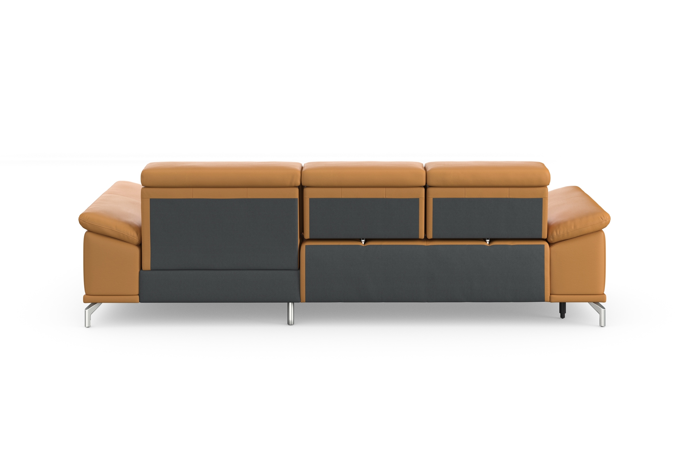 sit&more Ecksofa »Cabrio L-Form, mit Sitztiefenverstellung, Arm- und Kopfteilverstellung«, 2 Nierenkissen, Federkern, optional Bettfunktion und Stauraum