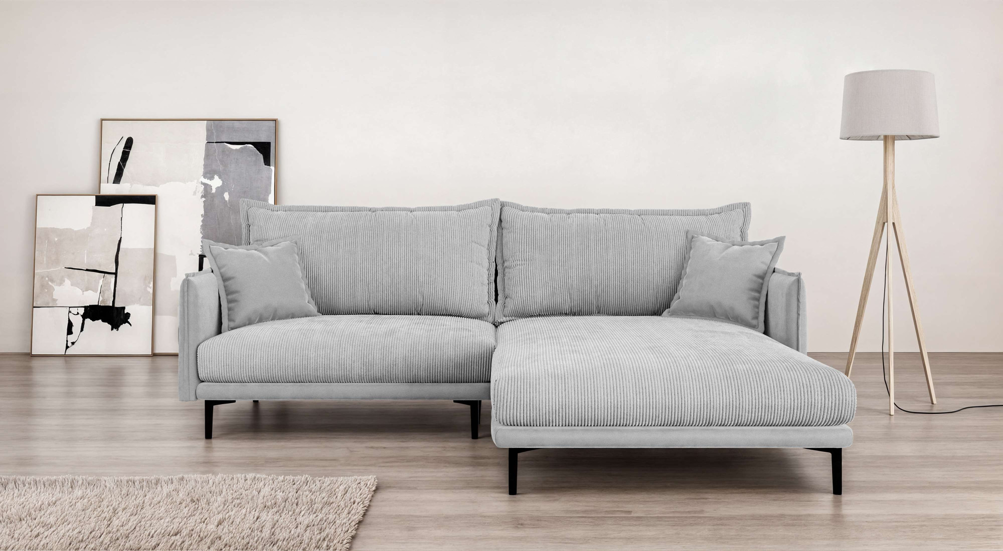 Home affaire Ecksofa "ALEXANDRIA mit Recamiere rechts oder links bestellbar, moderne Bezüge" L-Form mit Wellenunterfederung, Maße: B/H/T 246/86/190 cm