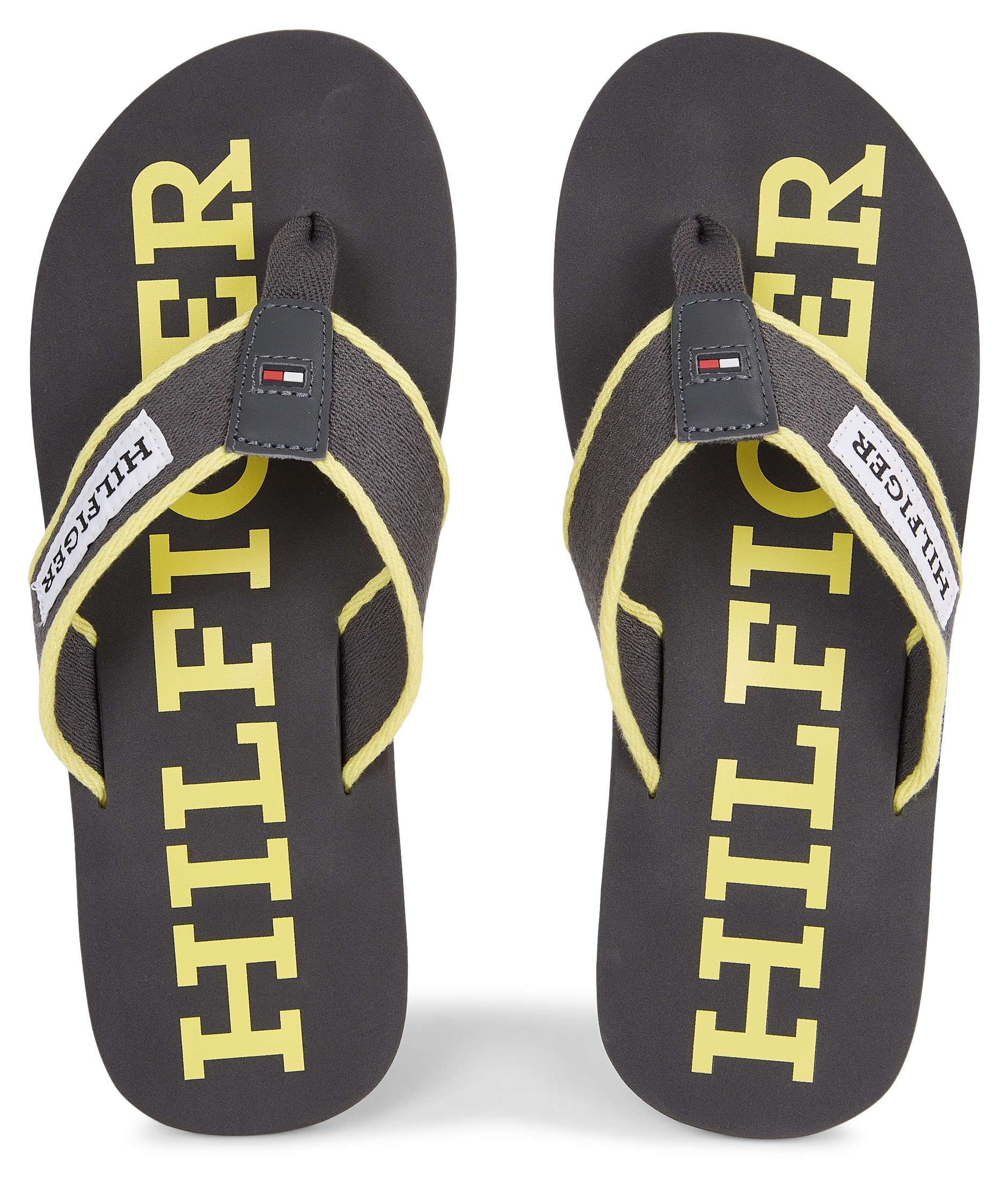 Tommy Hilfiger Zehentrenner »PATCH HILFIGER BEACH SANDAL«, Sommerschuh, Schlappen, Poolslides, Badeschuh, mit Logoschriftzug