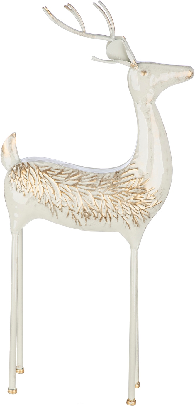 GILDE Skulptur "Figur Hirsch Vancouver grau" Rentier Dekofigur Weihnachten Winter Geweih Tiermotiv