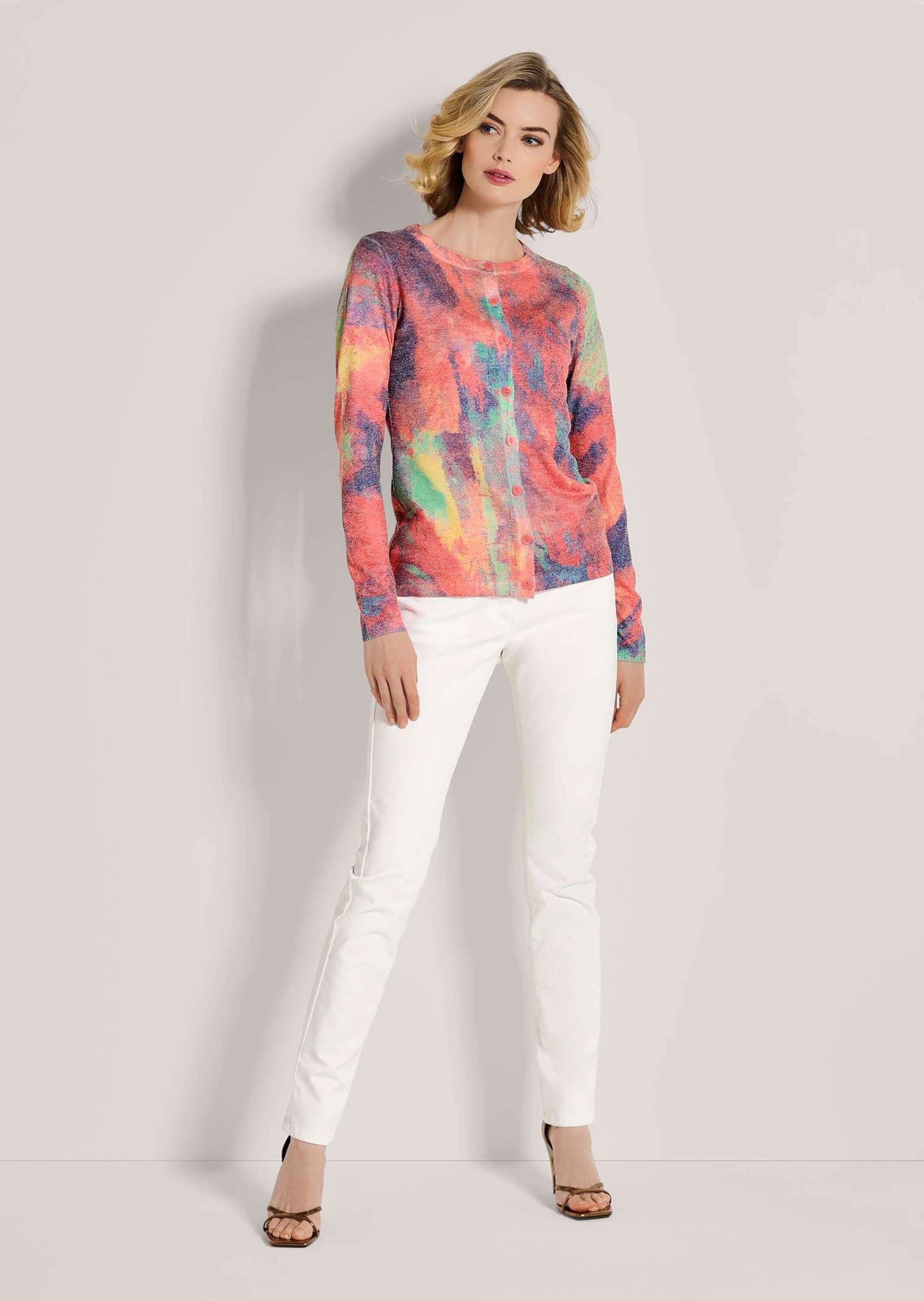 MADELEINE Strickjacke »Strickjacke Feinstrick-Jacke mit Unikat-Print«