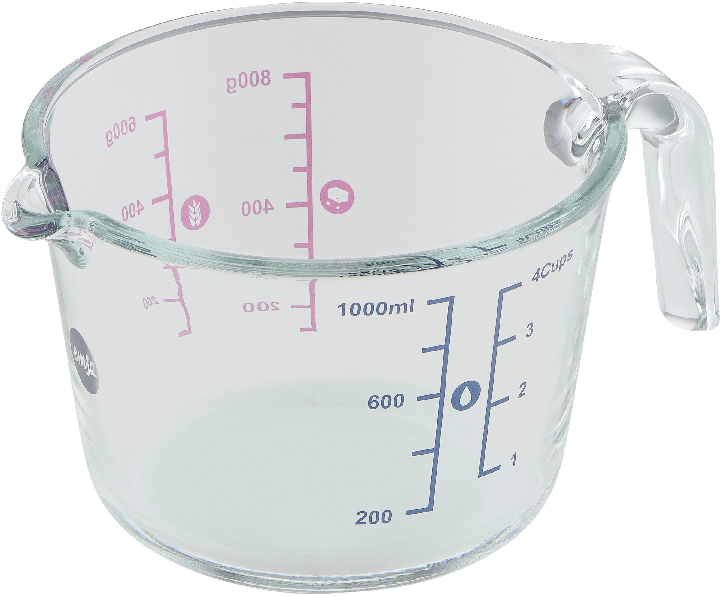 Emsa "Prep&Bake" Glas 1 tlg. doppelte Skalierung f. feste & flüssige Zutate günstig online kaufen