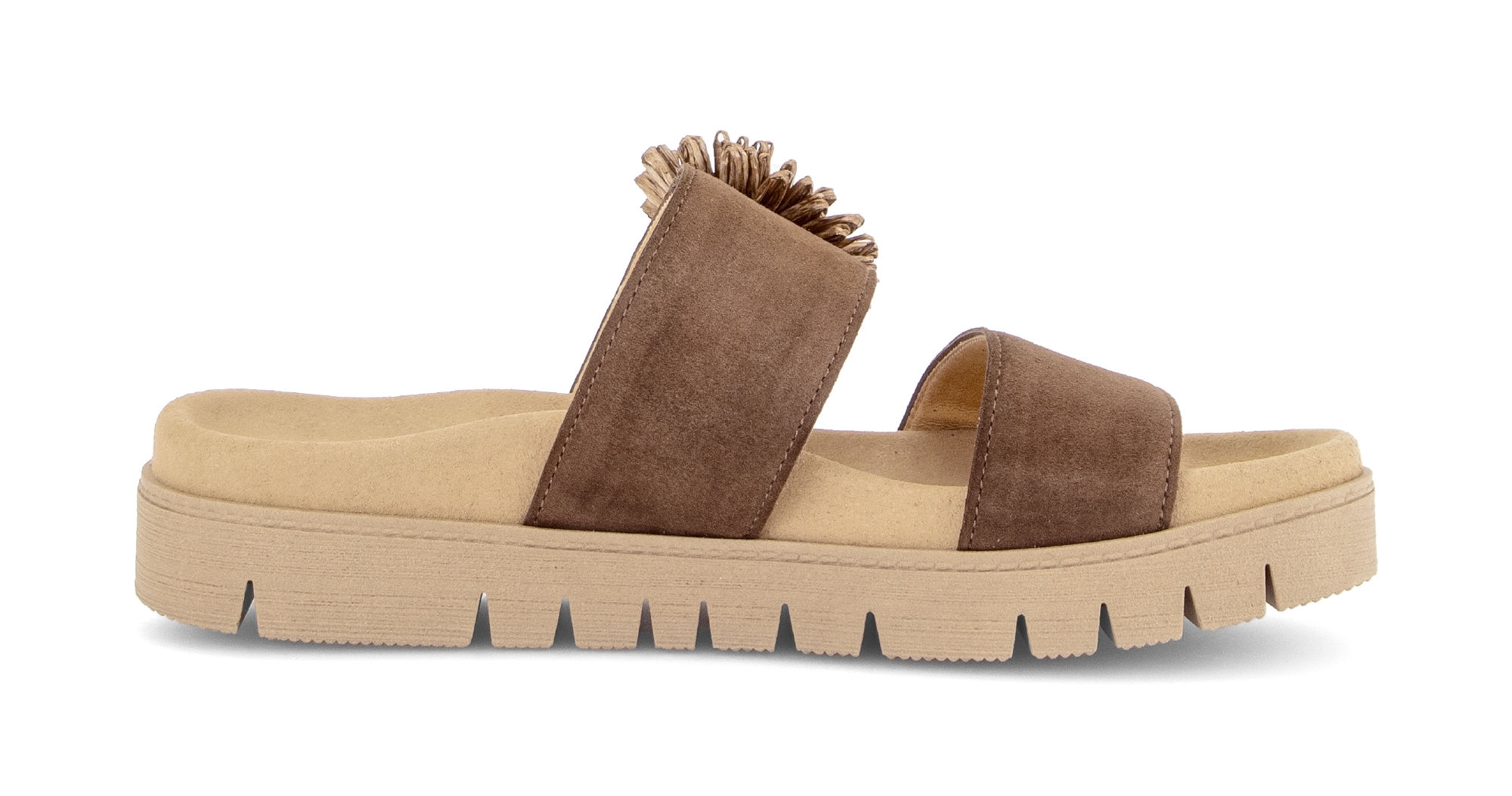 Gabor Pantolette  Plateau, Sommerschuh, Schlupfschuh mit Bast-Zierblüte