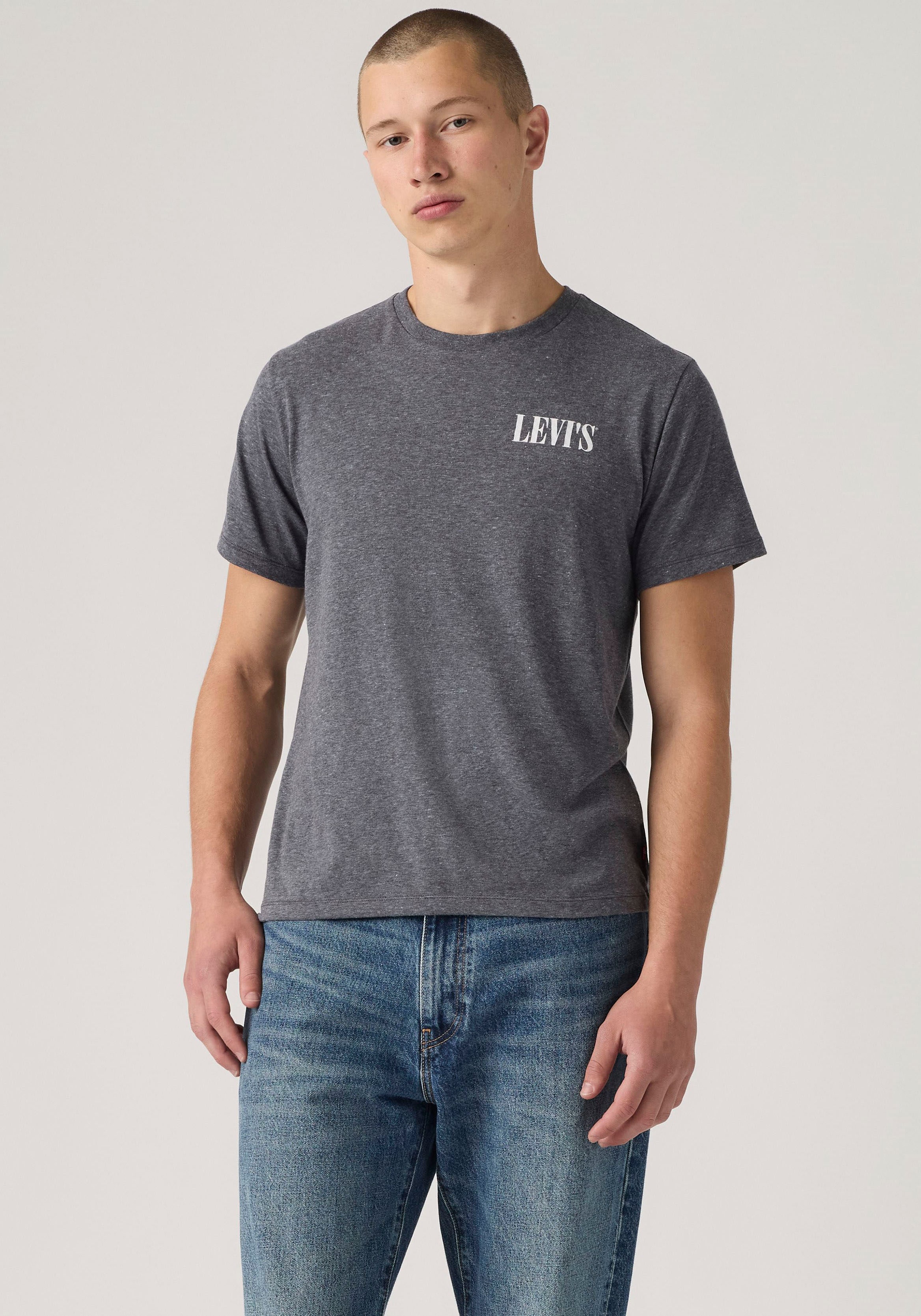 Levis T-Shirt "GRAPHIC CREWNECK TEE" Melierter Feinstrick, pflegeleichter Materialmix