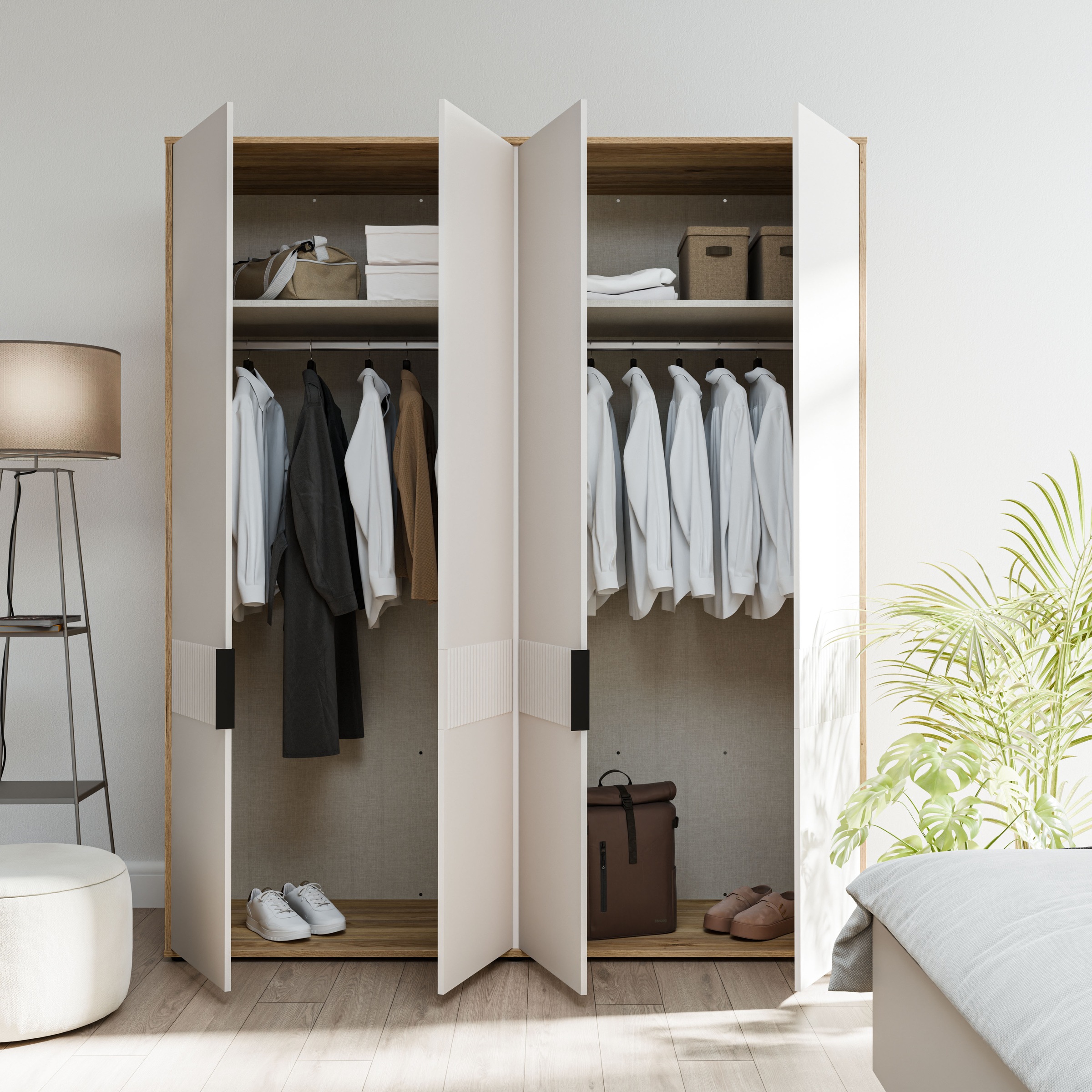 FORTE »Forte Seravel Drehtürenschrank, Lamellenoptik, 4 Türen« B/H/T 179,3/214,3/59,4 cm, Zubehör optional bestellbar