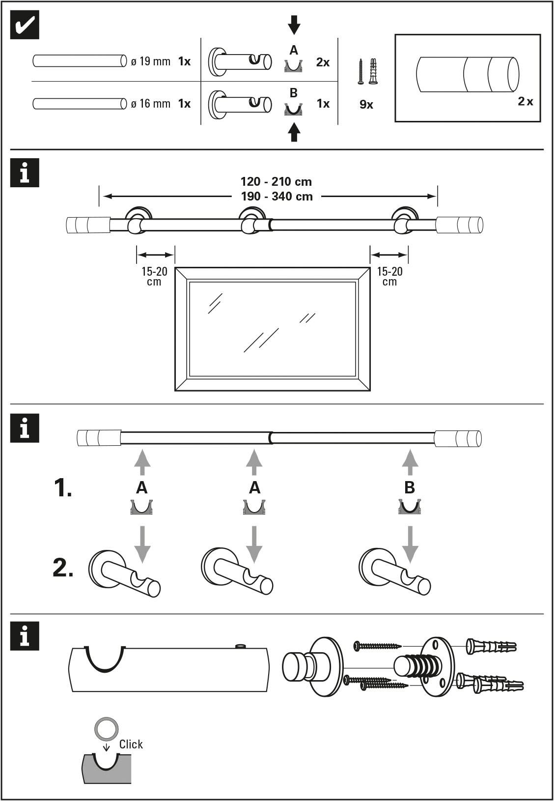 GARDINIA Gardinenstange »Gardinenstangen läufig-läufig, ausziehbar, 1 | Set 1-Lauf BAUR Metall«