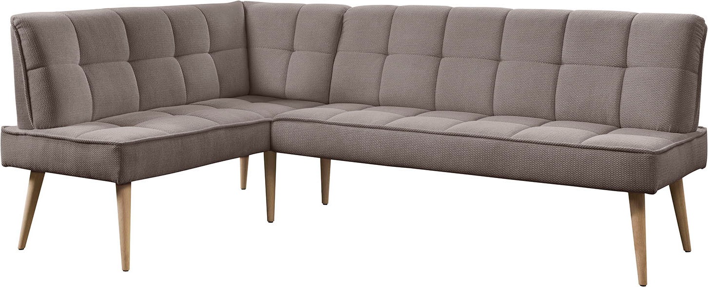 Eckbank EXXPO - SOFA FASHION "Latte", latte, B:234cm H:95cm T:156cm, 94% PES, 6% NY, Sitzbänke, Eckbank, moderne Sitz- und Rückensteppung, bequem und elegant, hoher Holzfuß 2