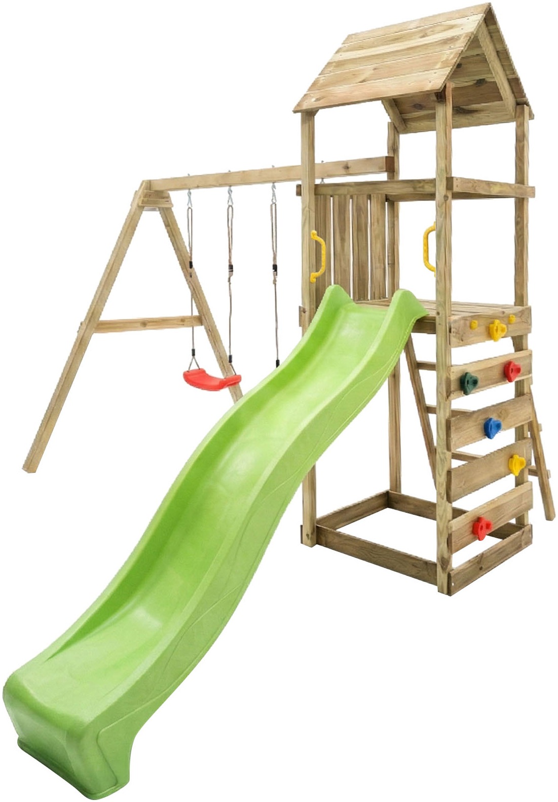 FUNGOO Spielturm »MaxPlay 2.2« mit Rutsche, Doppelschaukel und Kletterwand