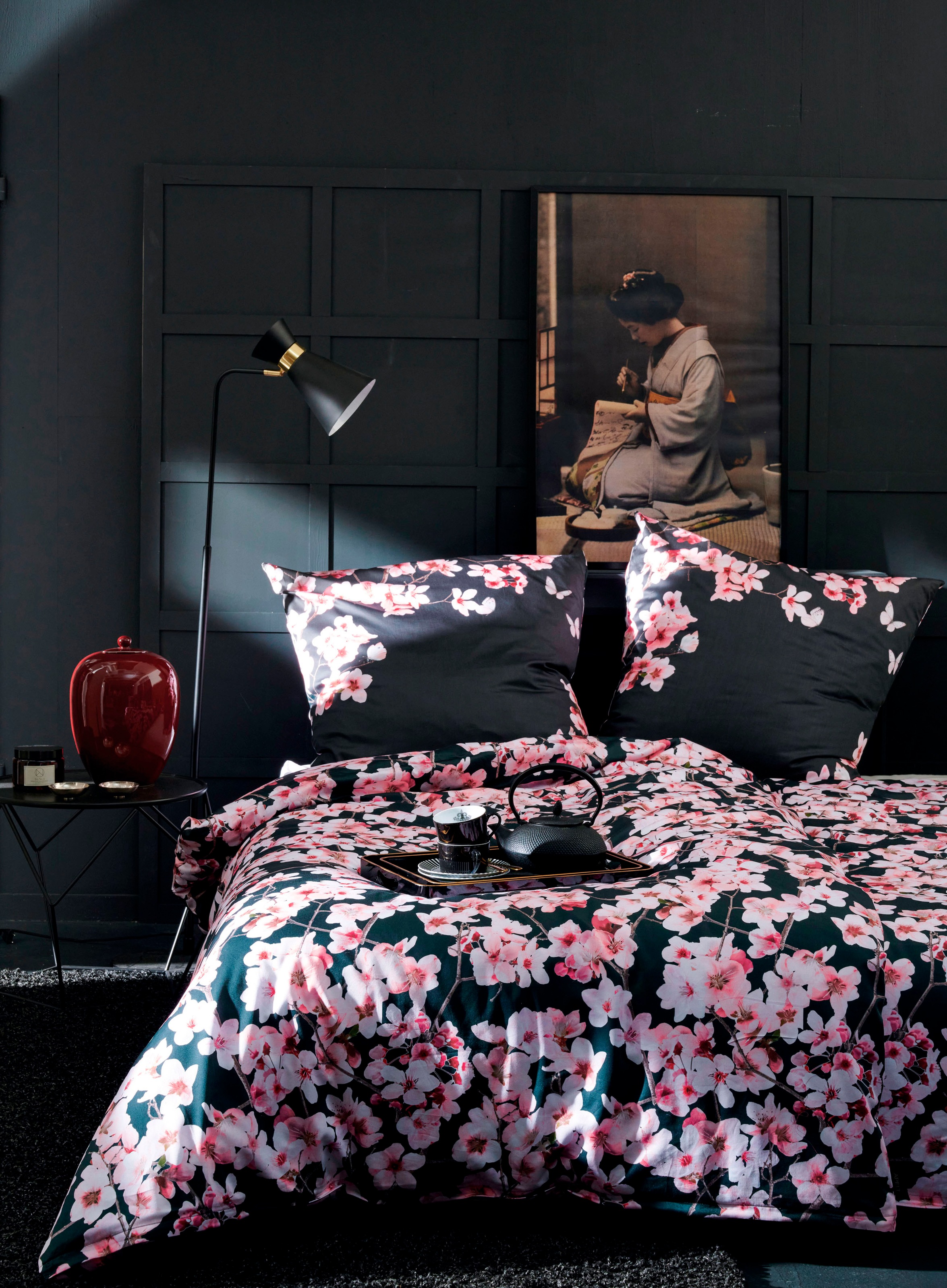 APELT Bettwäsche "Blossom" 2 Stk. tlg. kunstvoll gemalte Kirschblütenzweige günstig online kaufen