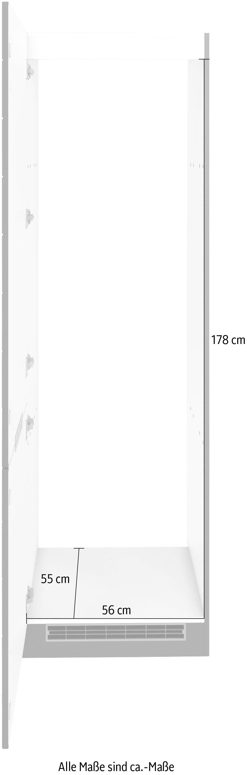KOCHSTATION Kühlumbauschrank »KS-Luhe« 60 cm breit, hochwertige MDF-Fronten mit waagerechter Lisene