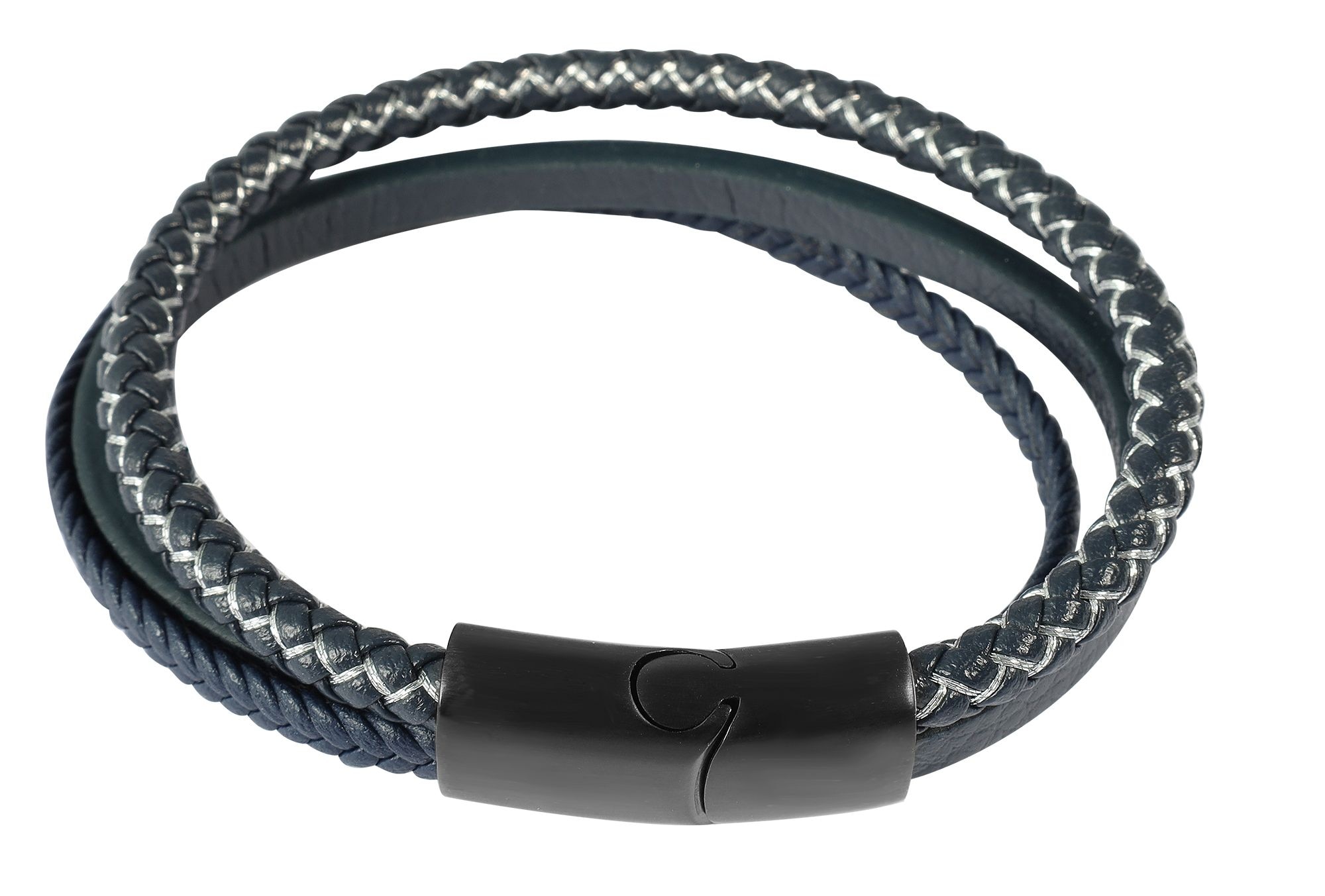 ADELIA ́S Herren Armband "Armband – Lederarmband aus Leder 21 cm", 21cm, Leder, blau, Leder, Armbänder, Ideal als Geschenk für besondere Anlässe