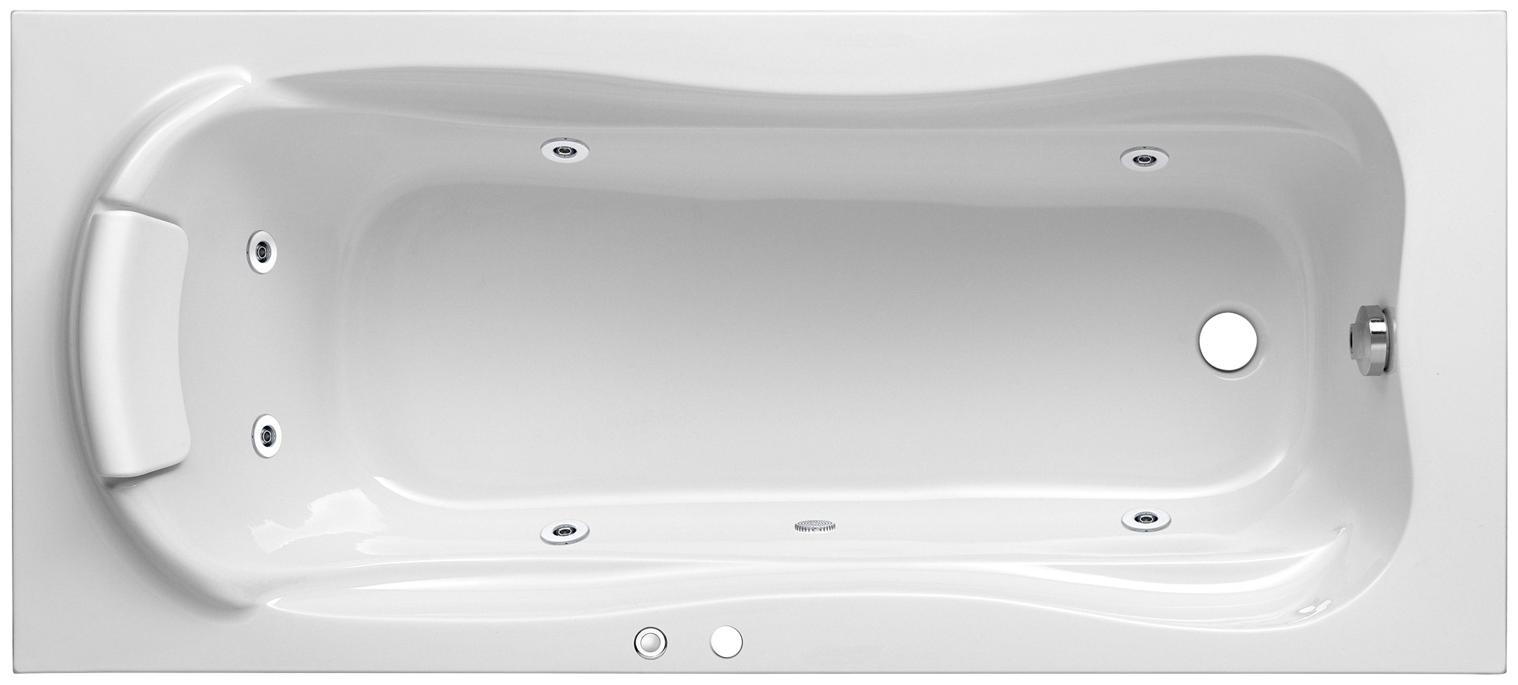 Whirlpool-Badewanne OTTOFOND, B:80cm H:40cm L:180cm, weiß, Badewannen, "Jamaica", Typ 1, 180x80 cm