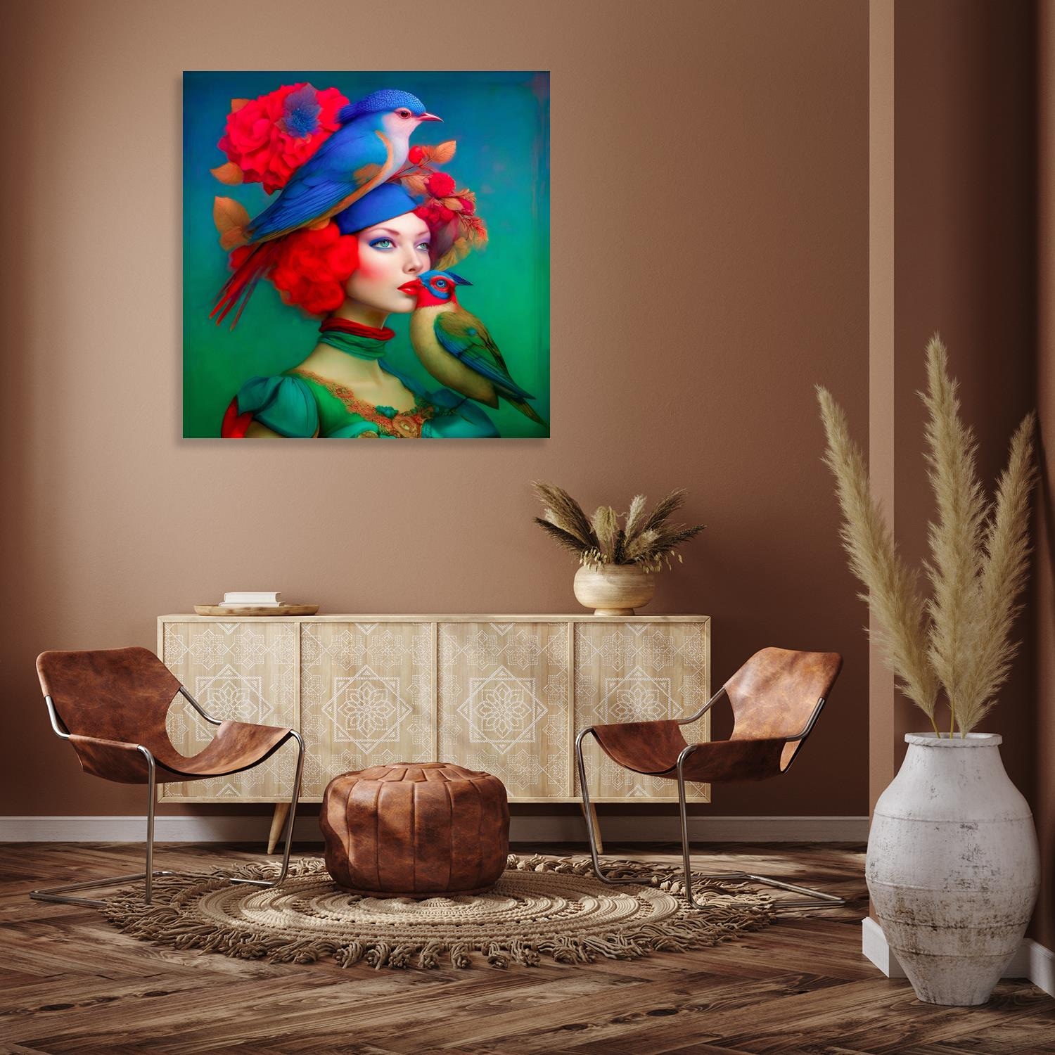 queence Acrylglasbild "Surreales Portrait einer Frau", Vögel-Fantasy-Frau-T günstig online kaufen