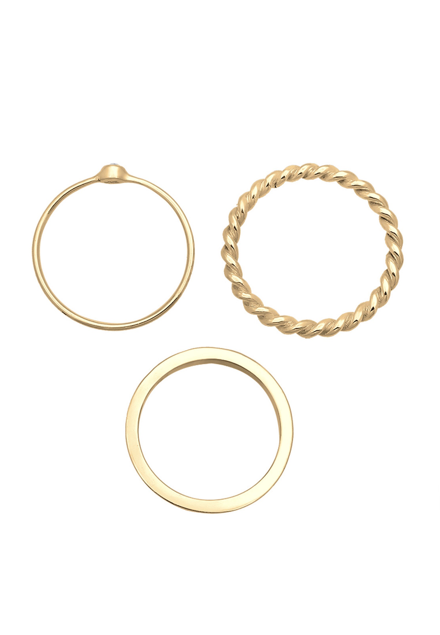 ELLI Solitaire Ring Set 925 Silver Gold Size 58 2