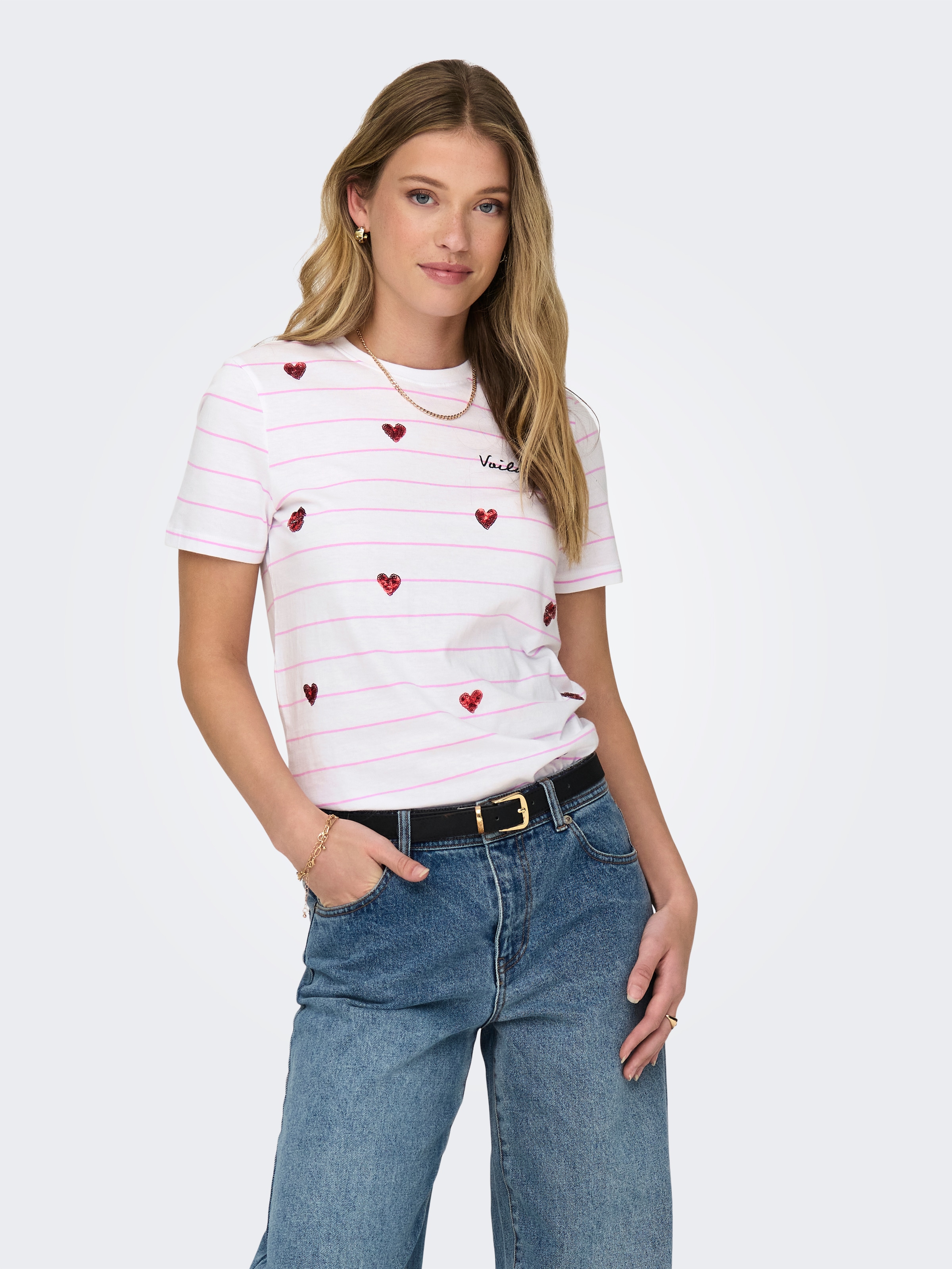 ONLY T-Shirt "ONLKITA LIFE REG S/S HEART TOP BOX JRS" günstig online kaufen