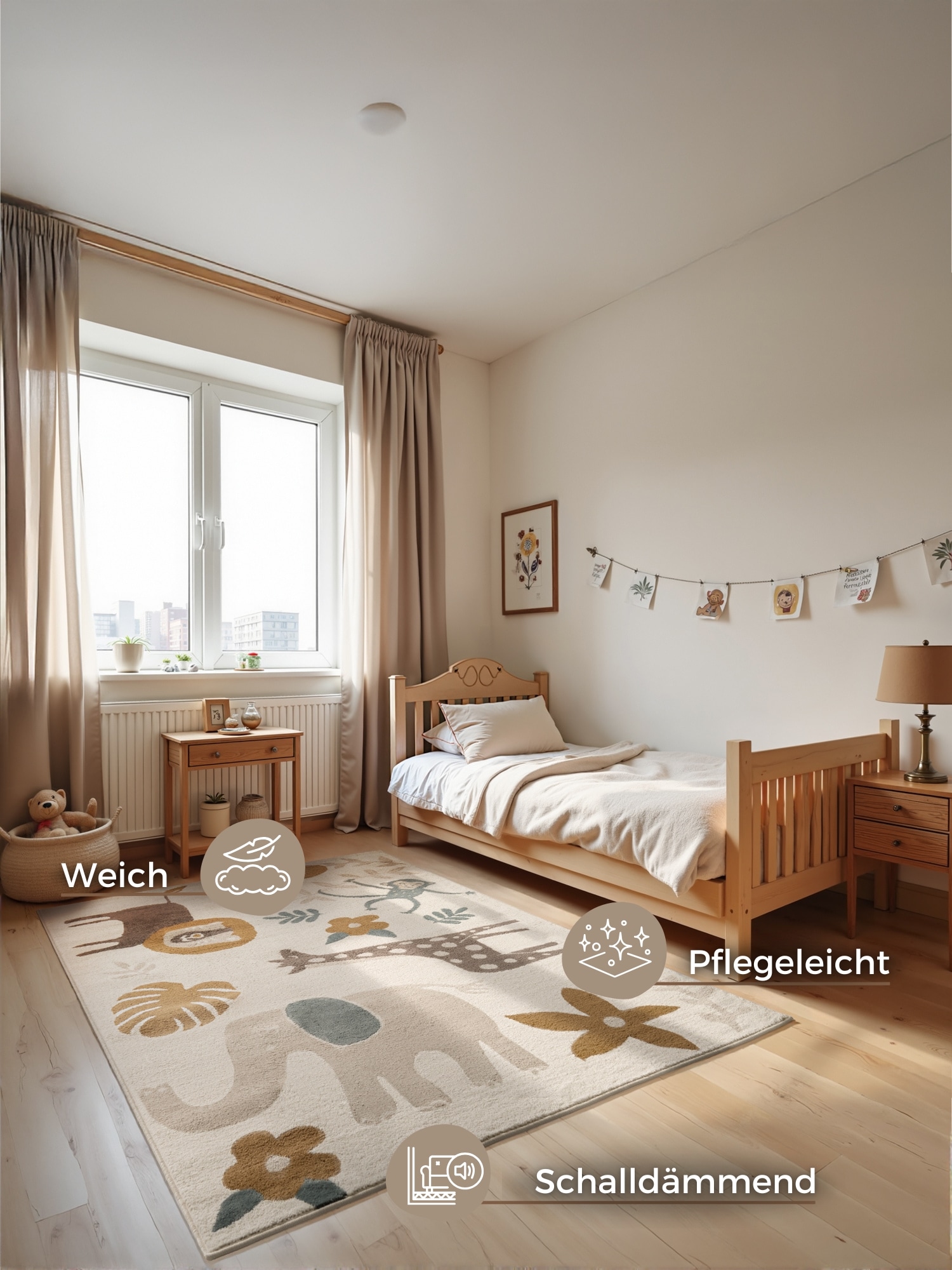 HANSE Home Kinderteppich »Animal Safari«, rechteckig, 8 mm Höhe, Spielteppich, fest, Kinderzimmer, Kurzflor, Spielunterlage