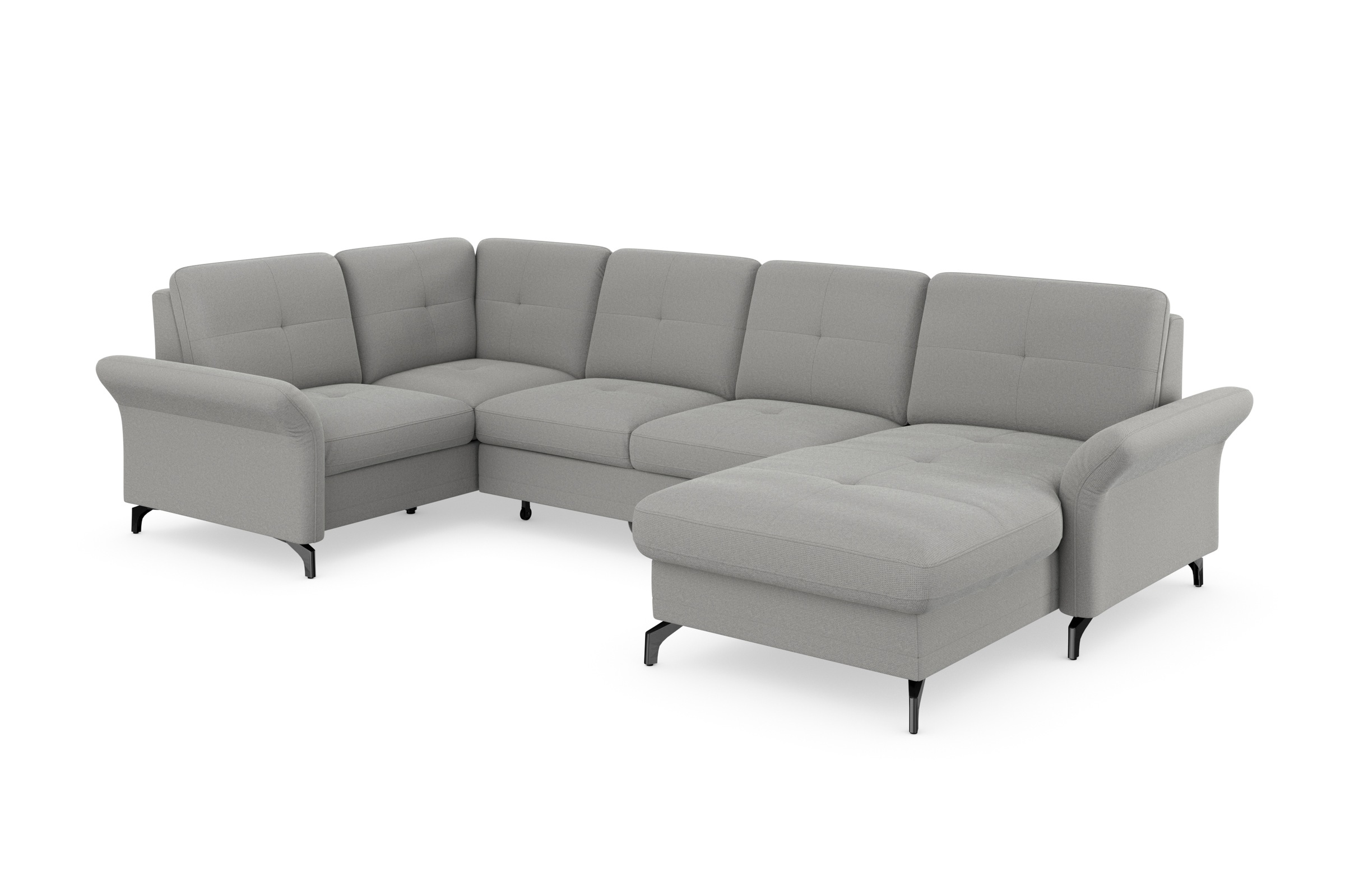 Wohnlandschaft HOME AFFAIRE "Calando U-Form", silber, B:326cm H:91cm T:188cm, 90% Polyester 10% Polyamid, Sofas, Wohnlandschaft, wahlweise mit Bettfunktion, Bettkasten und Armteilfunktion 6
