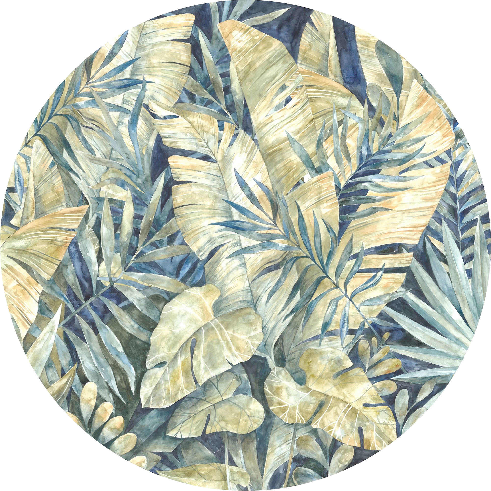 Komar Fototapete "Feuilles Tropicales", 125x125 cm (Breite x Höhe), rund und selbstklebend