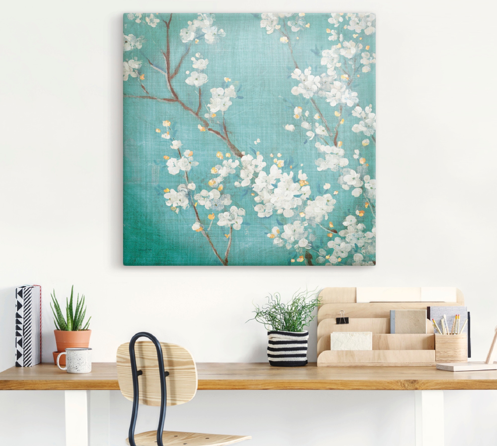 Artland Leinwandbild "Weiße Kirschblüten II" Blumen 1 Stk. tlg. auf Holzrah günstig online kaufen