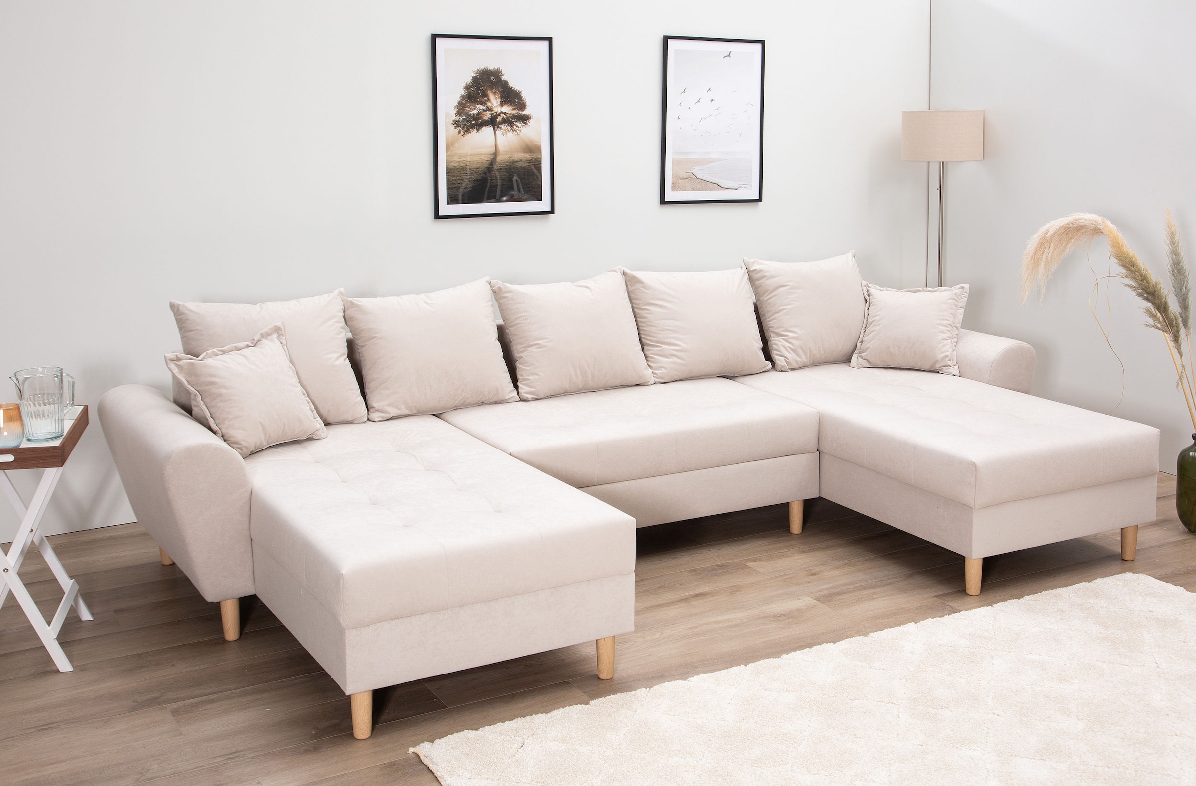 COLLECTION AB Wohnlandschaft »Raisa U-Form«, mit Federkern, Kissen und Steppung im Sitzbereich