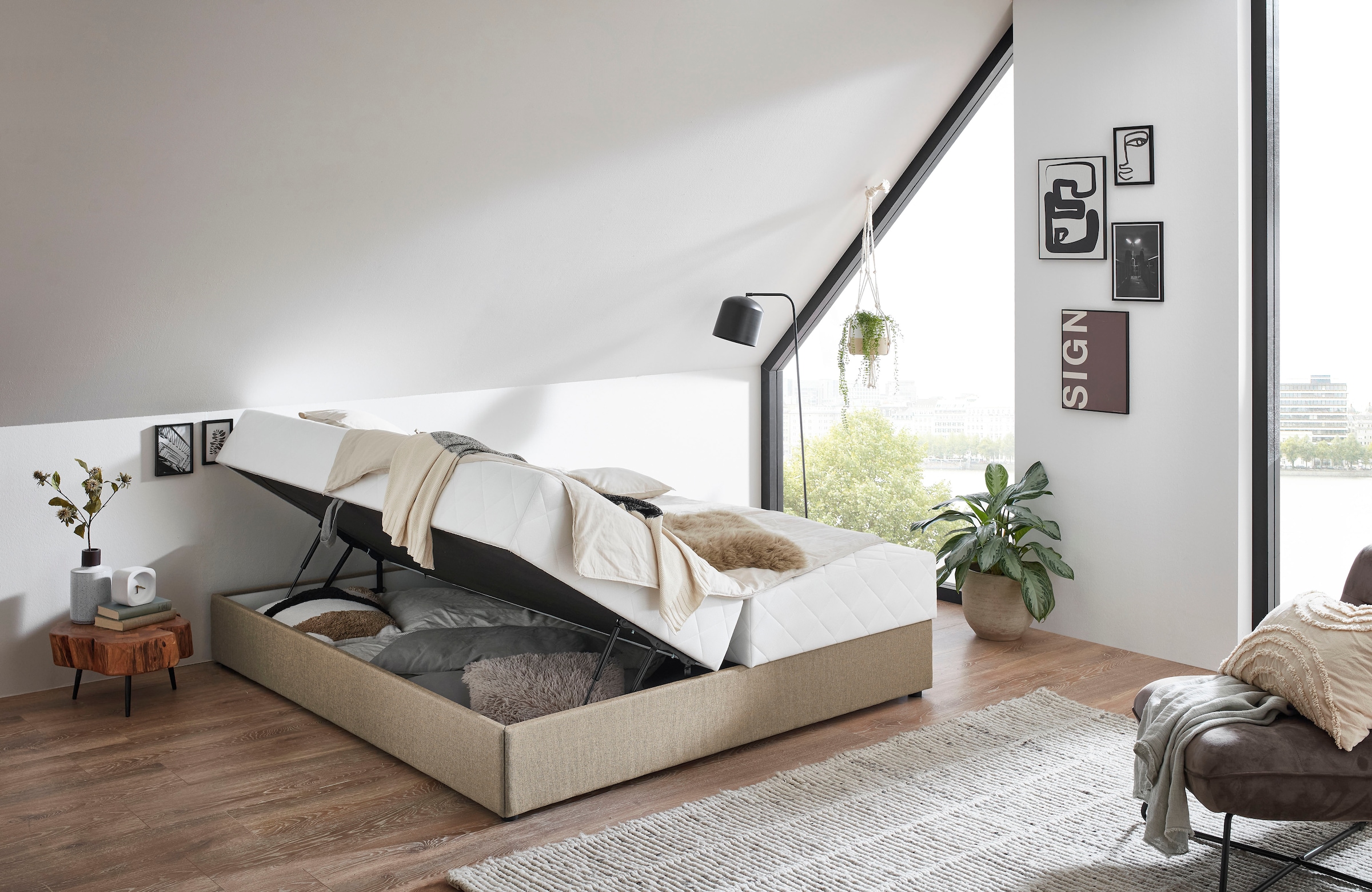 ATLANTIC home collection Boxbett »BELINA«, mit Taschenfederkernmatratze und geräumigem Bettkasten