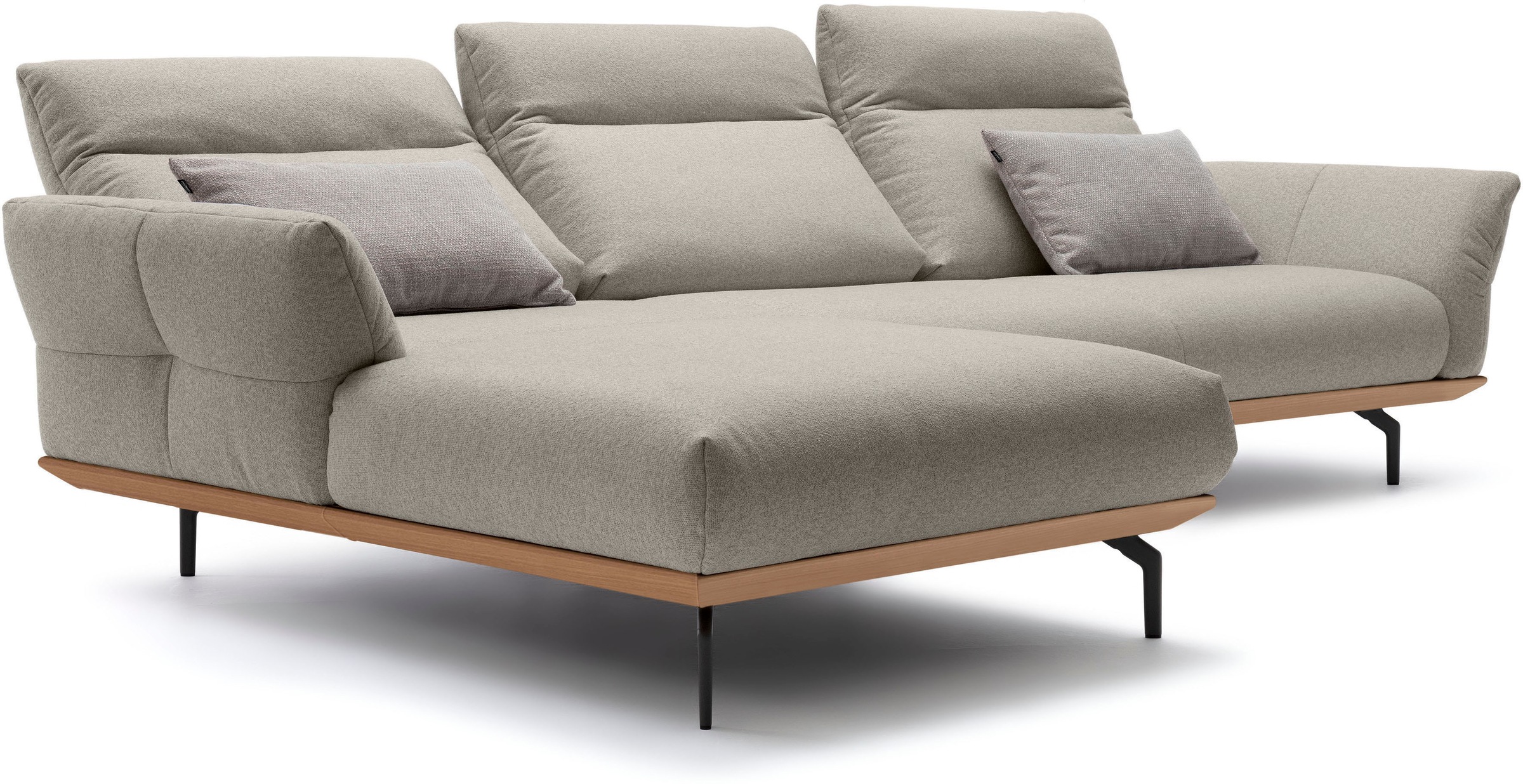 Creation BY ROLF BENZ Ecksofa »CR.460«, Sockel in Eiche, Winkelfüße in Umbragrau, Breite 318 cm
