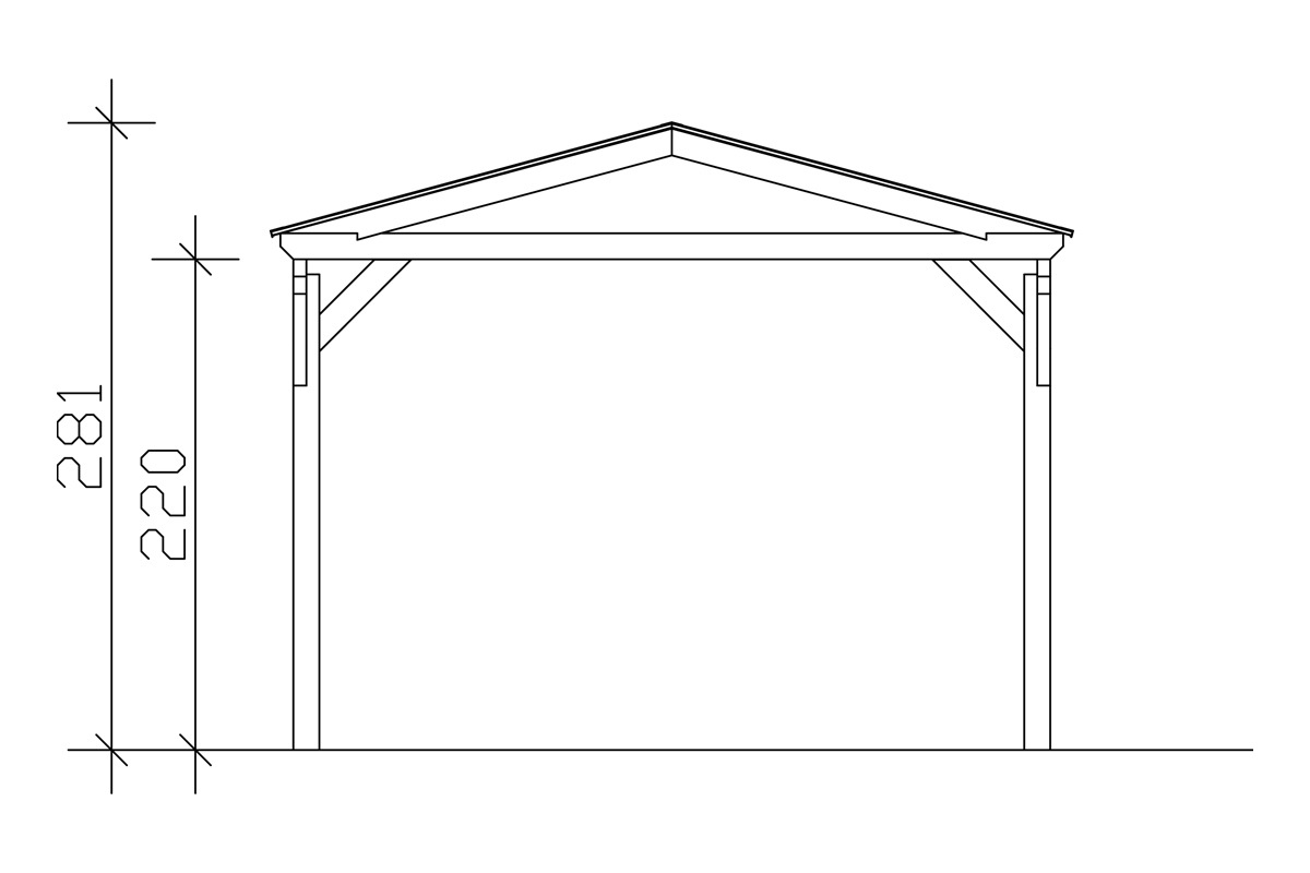 Skanholz Einzelcarport »Westerwald«, Leimholz-Nordisches Fichtenholz, 326 cm, natur