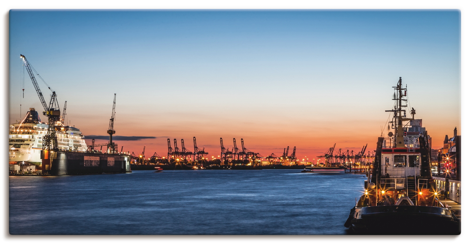 Artland Leinwandbild "Hamburger Hafen", Deutschland, (1 St.), auf Keilrahmen gespannt
