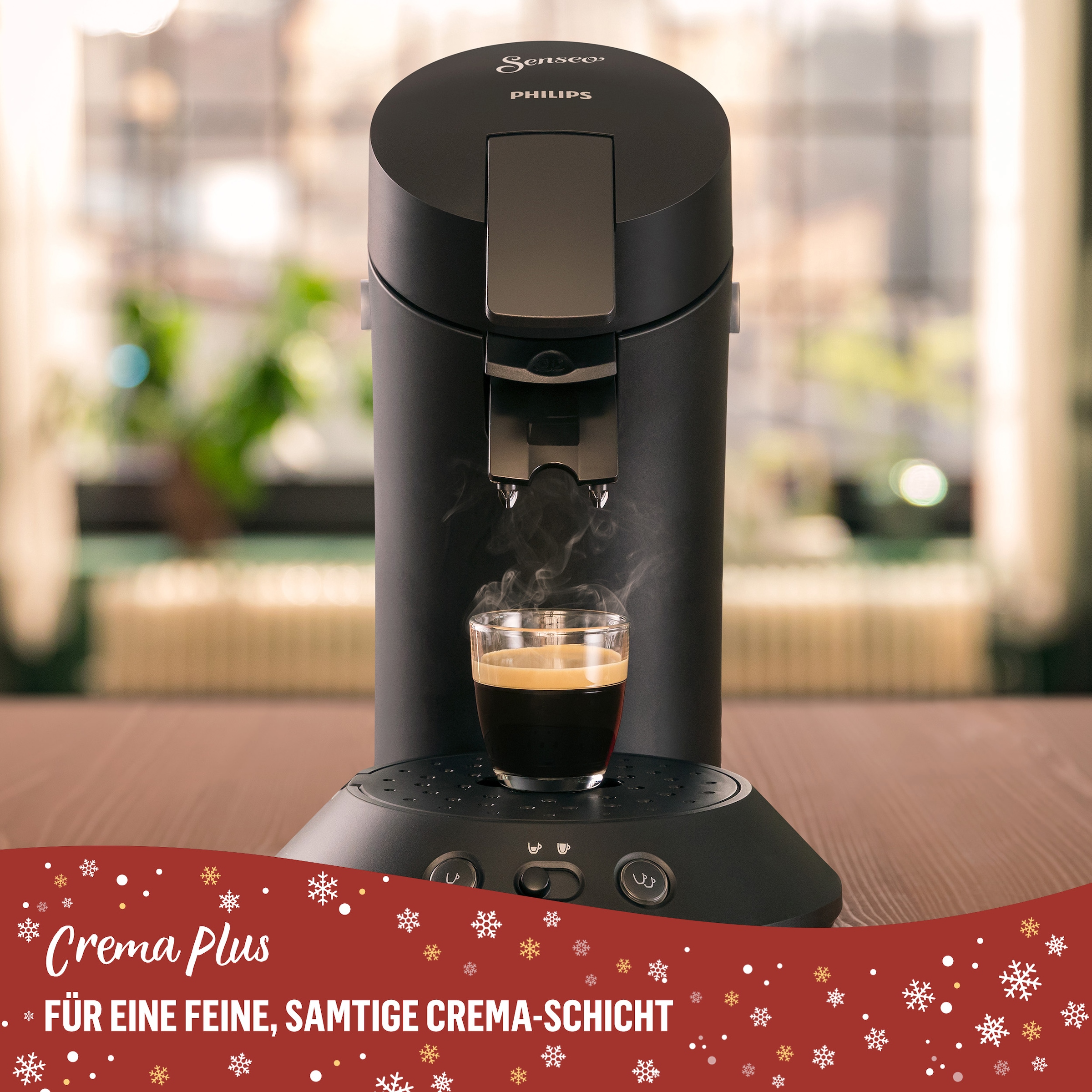 Philips Senseo Kaffeepadmaschine »Original Plus XMAS CSA210/69, mit zwei Kaffee-Einstellungen« aus 28% rec. Plastik, inkl. Gratis-Zugabe (Wert 5 € UVP)
