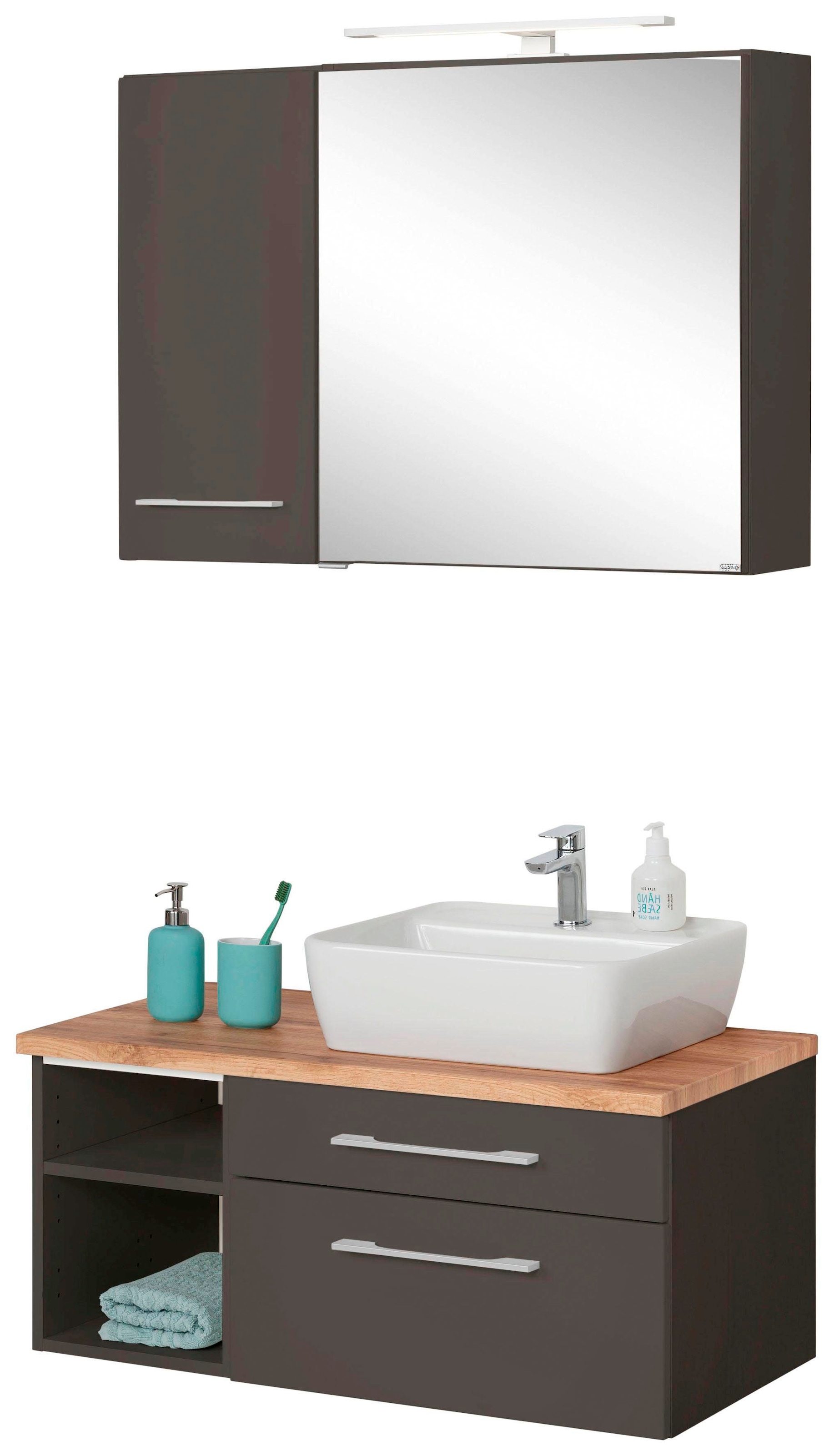 welltime Badmöbel-Set "Davos" 3 Stk. tlg. Spiegelschrank mit extra Regal günstig online kaufen