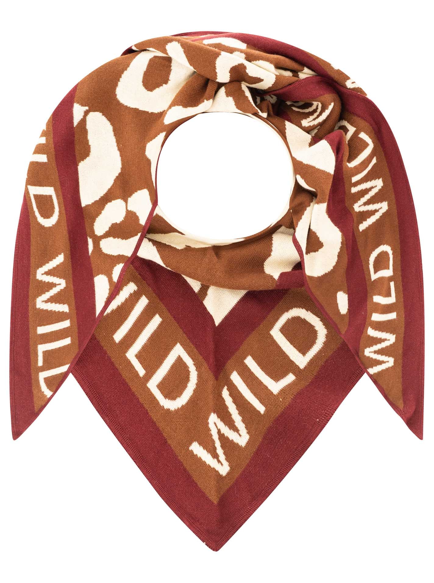 Zwillingsherz Dreieckstuch ""WILD Leo"" Animal-Muster, klassische Dreiecksform, Schriftzug am Rand