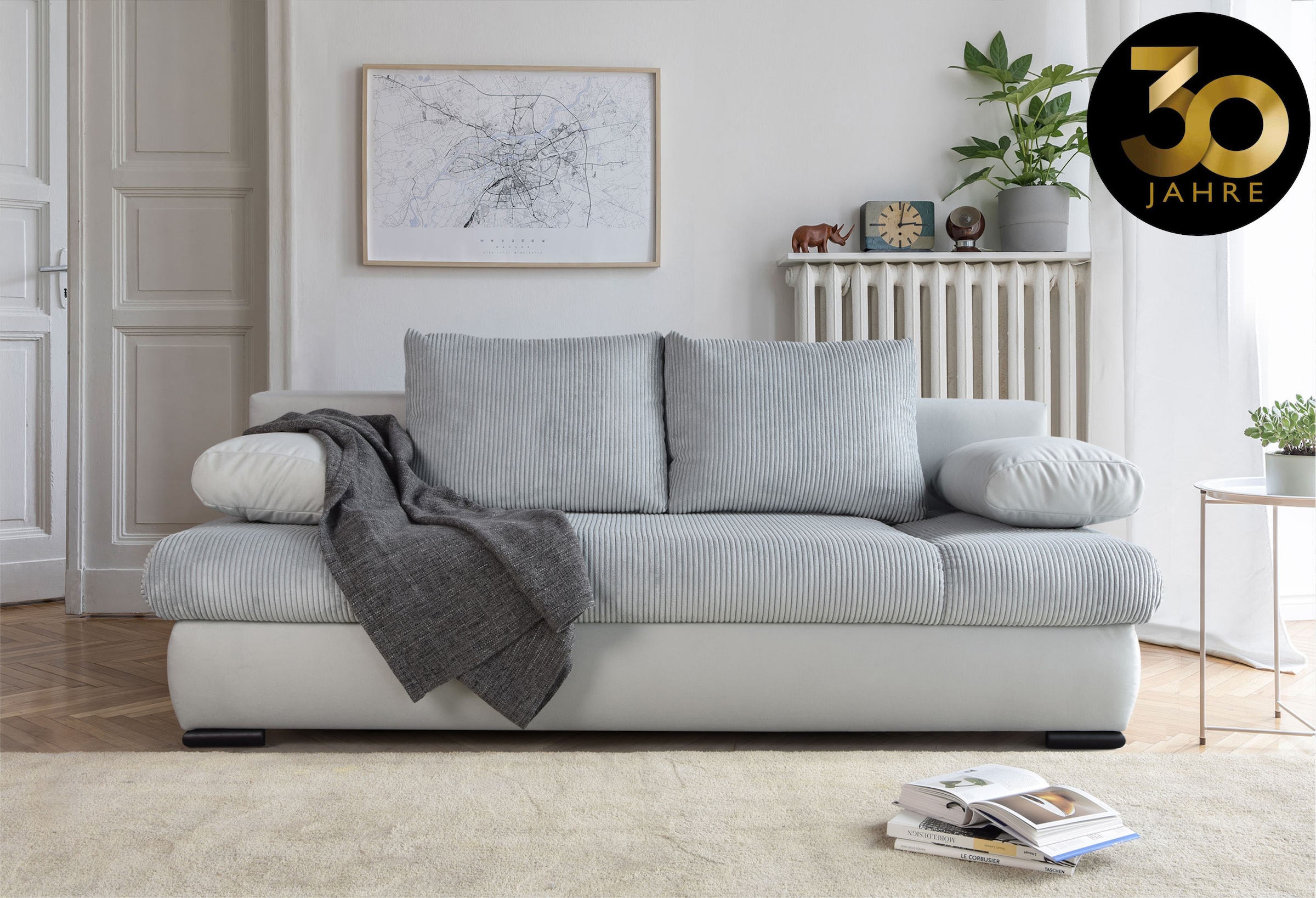 COLLECTION AB Schlafsofa »Chicago«, mit Bettfunktion und Bettkasten, im Cord-Samt Mix