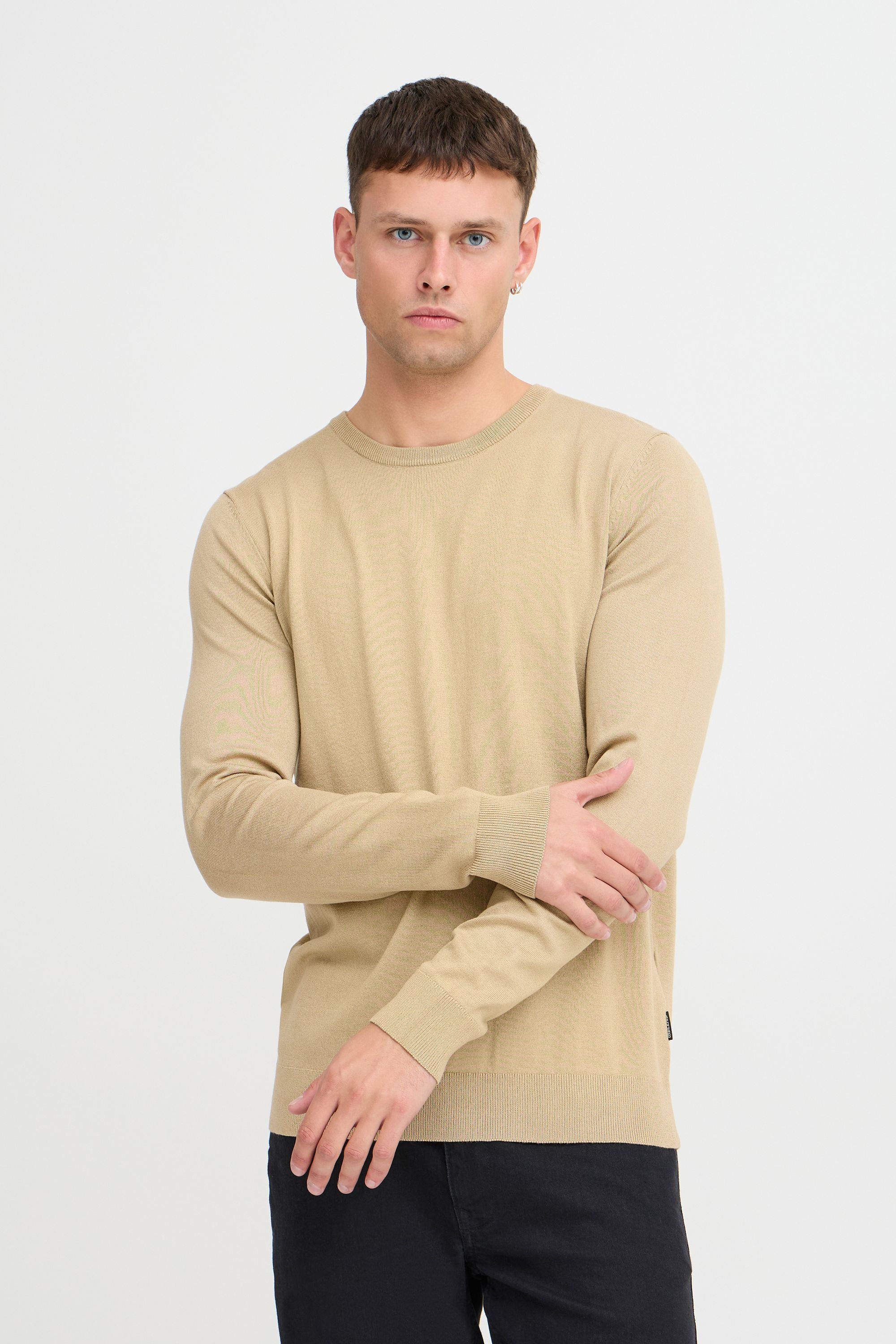 Strickpullover BLEND "BHPullover", Herren, Gr. XXL, cornstalk, 78% Viskose, 22% Polyester, unifarben, regular fit, Rundhals, eng, Pullover Strickpullover, Schlichter Strickpullover 2