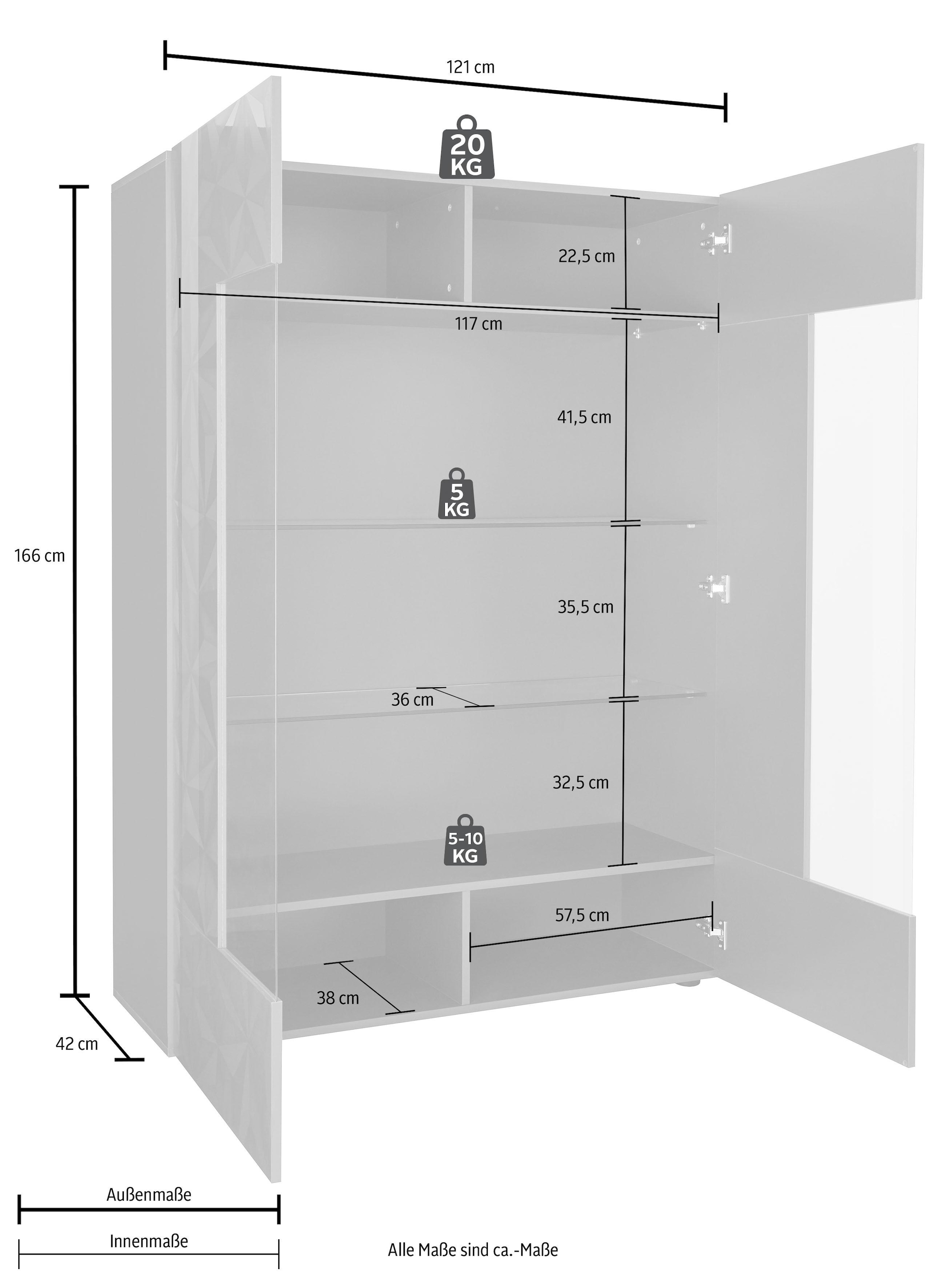 LC Stauraumvitrine »Prisma«, Höhe 166 cm | BAUR