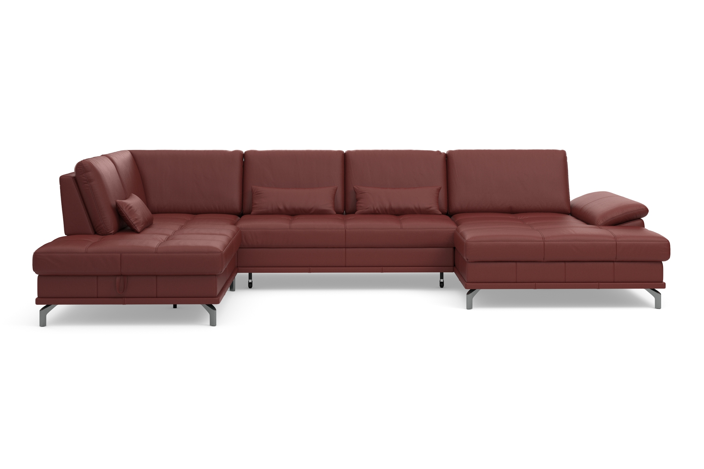 Places of Style Wohnlandschaft »Costello U-Form, mit Sitztiefenverstellung, Armteilverstellung und«, 3 Nierenkissen, optional Bettfunktion und Bettkasten
